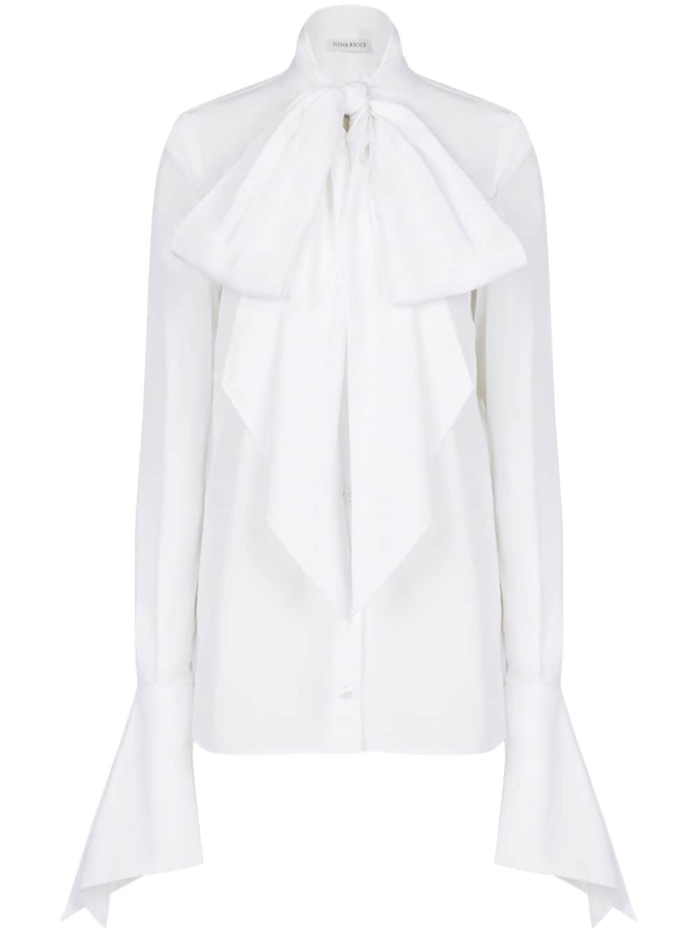 pussy-bow collar cotton shirt - 1