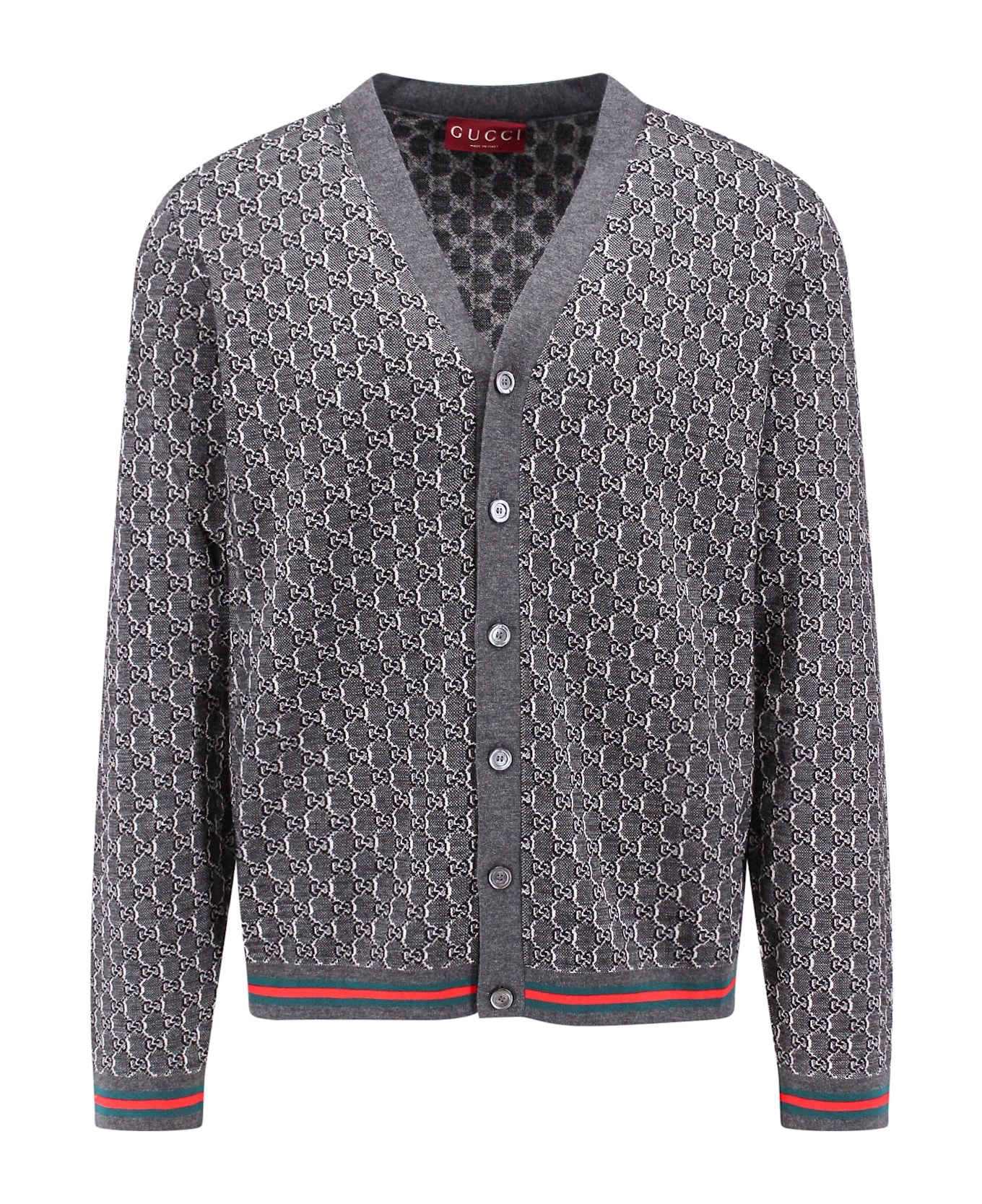 Wool And Silk Cardigan With Gg Motif - 1