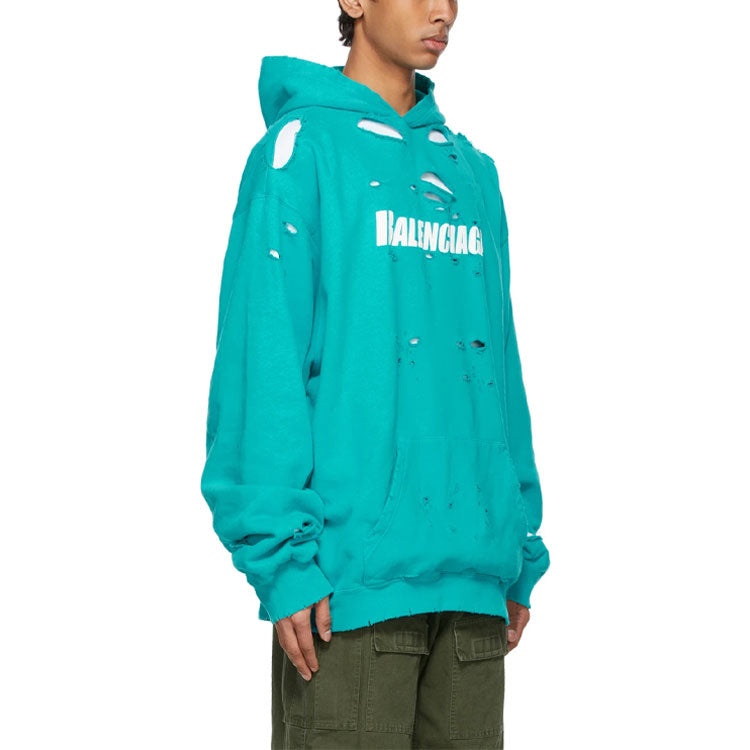 Men's Balenciaga SS21 Classic Alphabet Printing Hole Sky Blue 659403TKVB64661 - 5