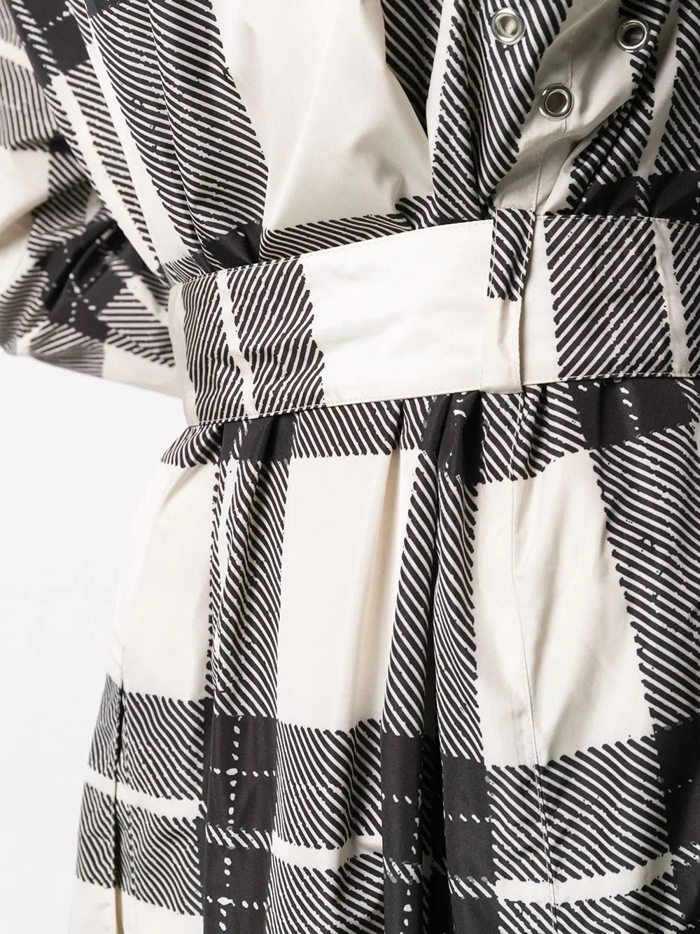 belted check-print coat - 5