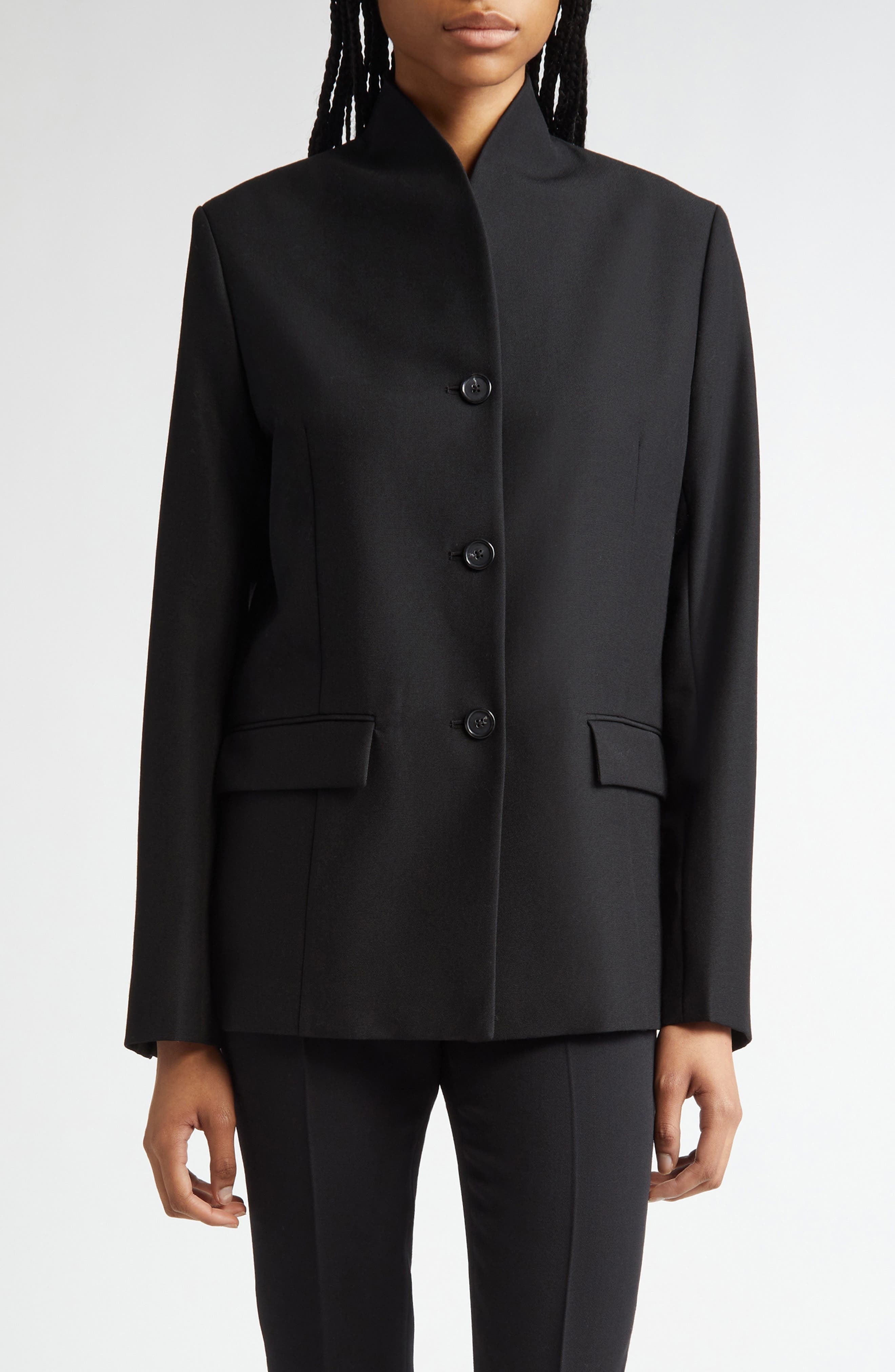 TOTEME Overlay Neck Blazer in Black at Nordstrom - 1