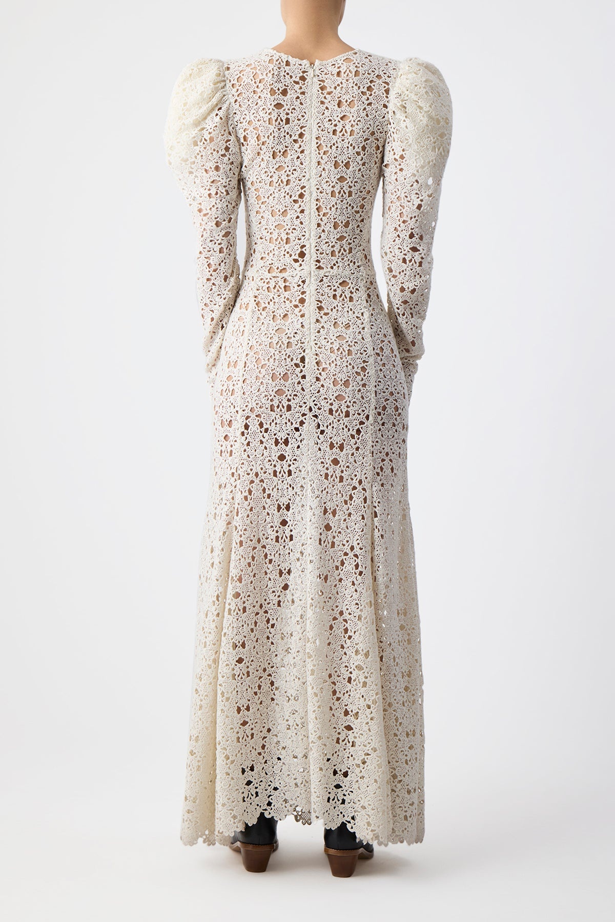 Lana Dress in Ivory Cashmere Lace - 7