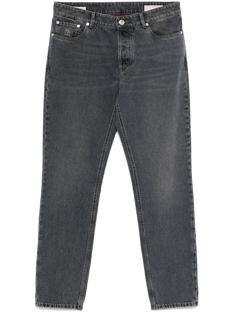 logo-embroidered jeans 1