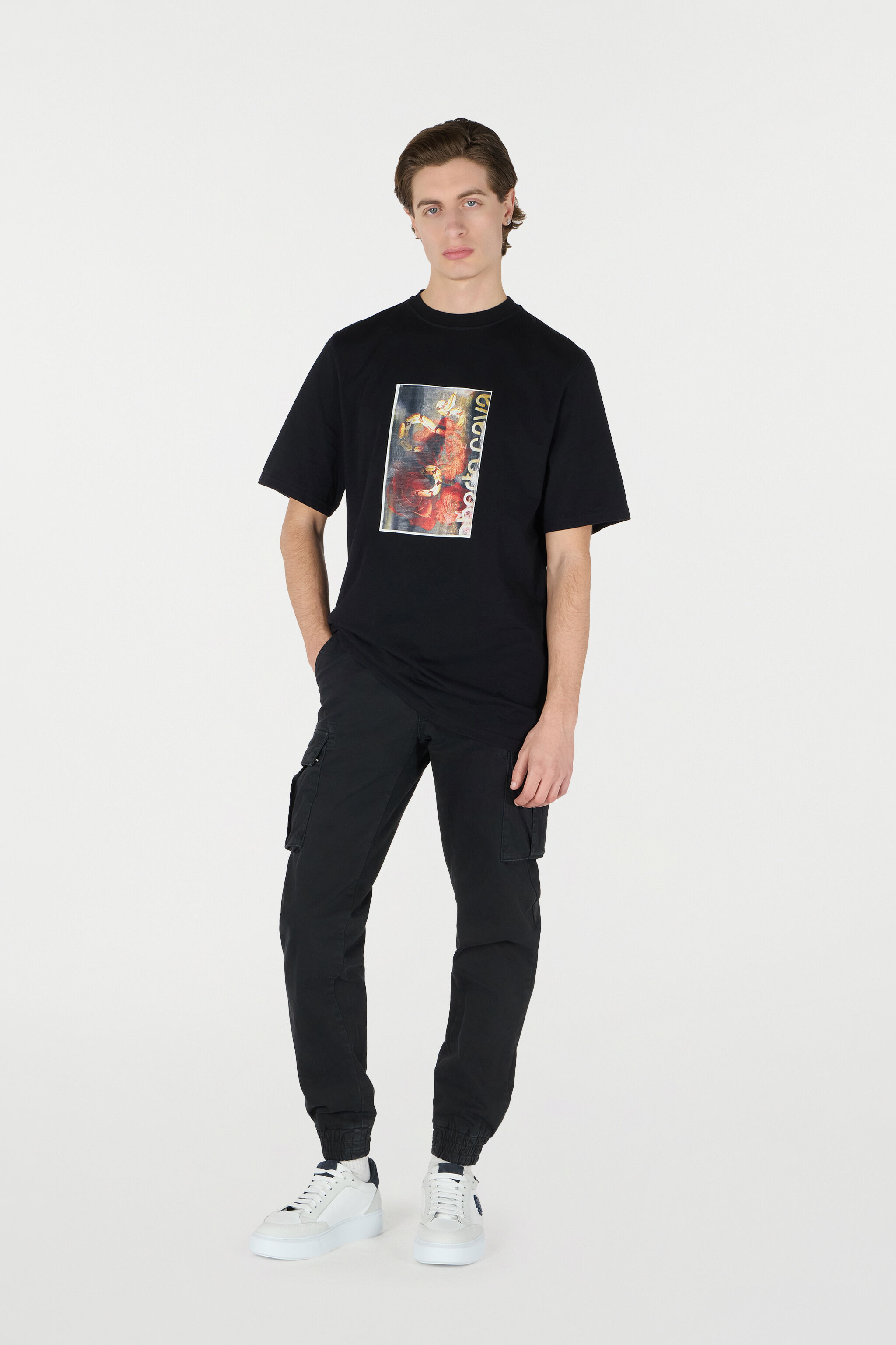 T-Shirt With Distressed-Effect Snake And Rose Print - 2