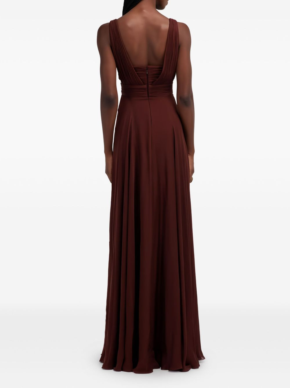 pleated V-neck maxi dress - 4