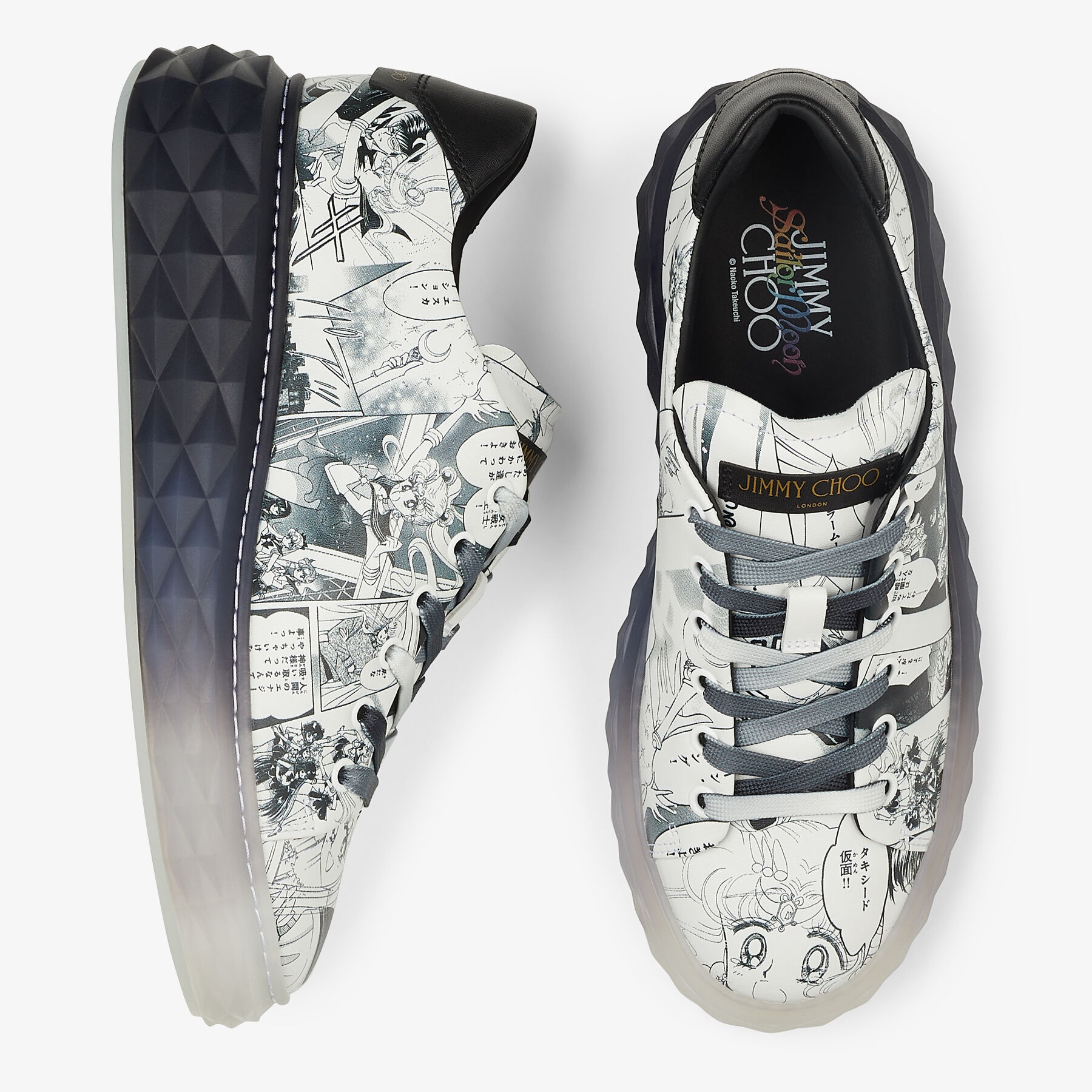 Collage Diamond Light Maxi
Monochrome Manga Printed Leather Low-Top Trainers - 5