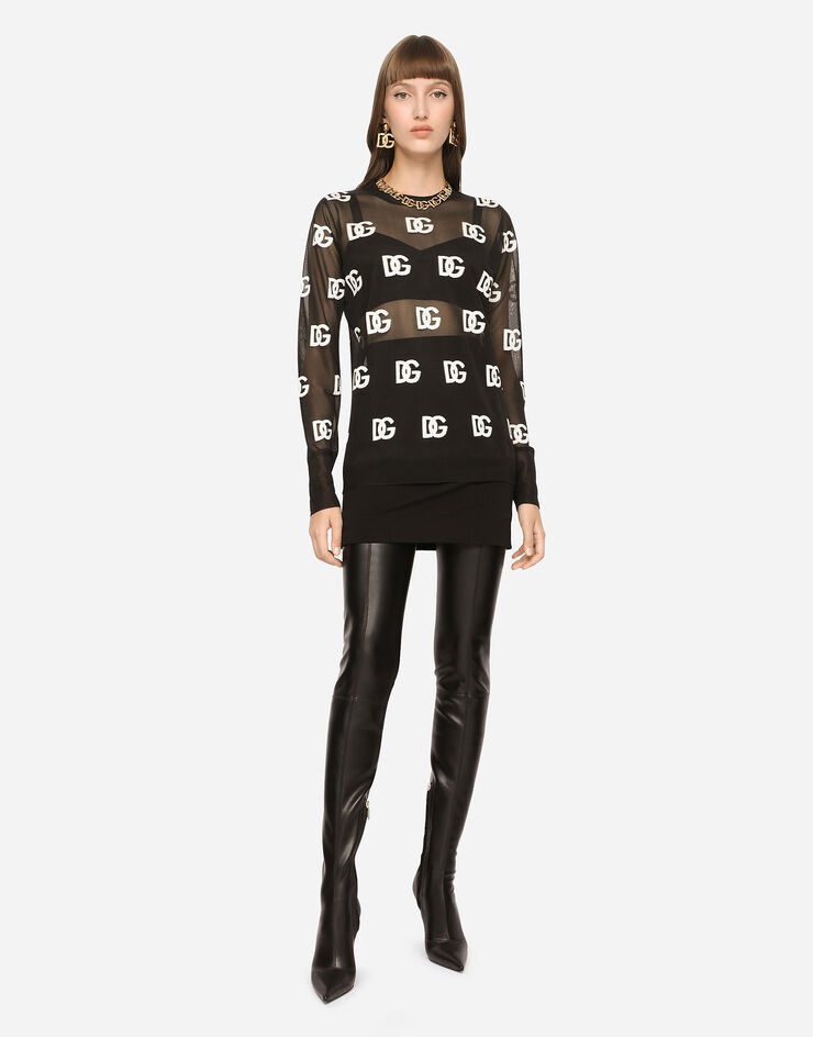 Sheer sweater with all-over DG logo - 4