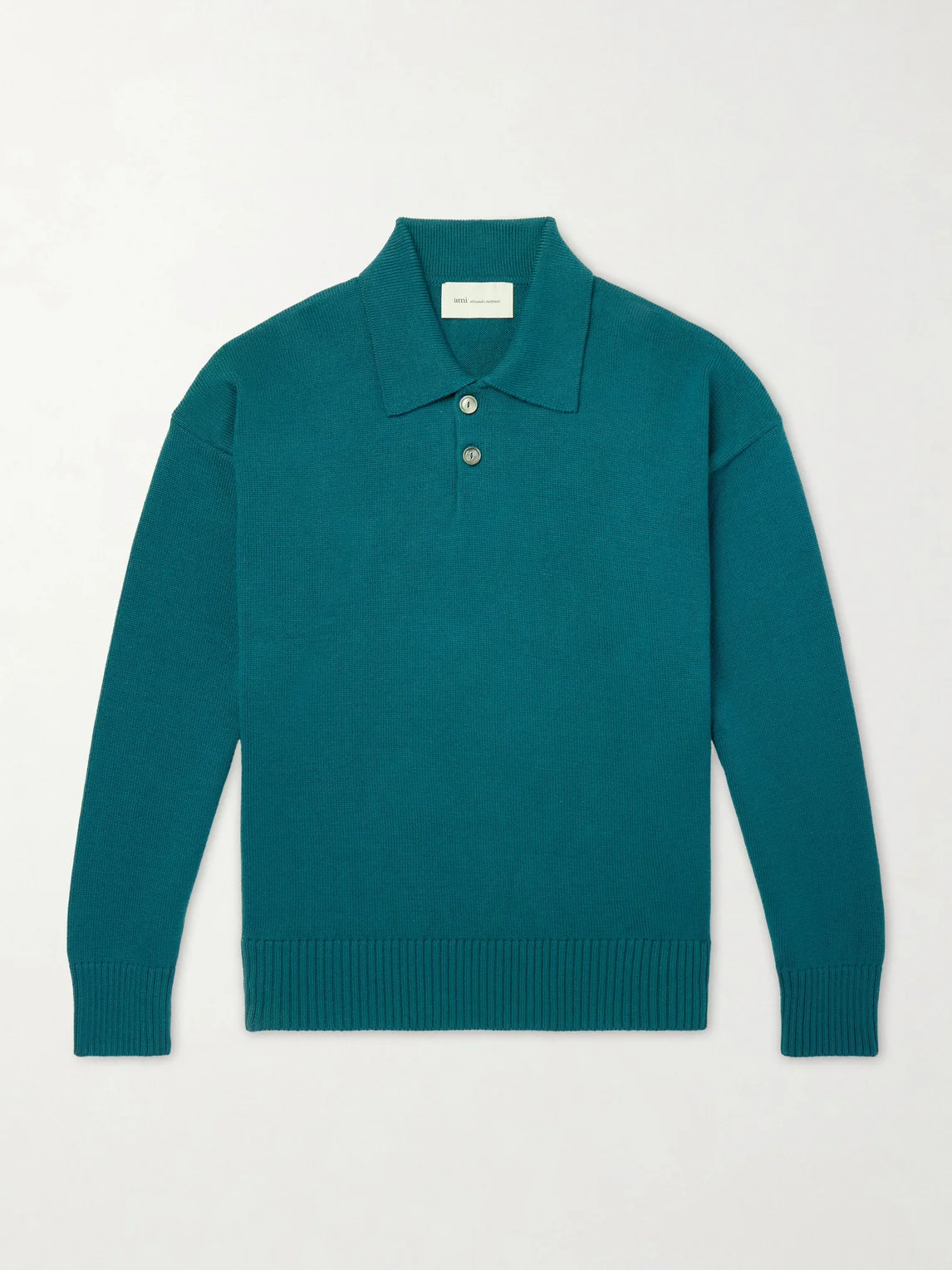 Knitted Wool and Cotton-Blend Polo Sweater - 1
