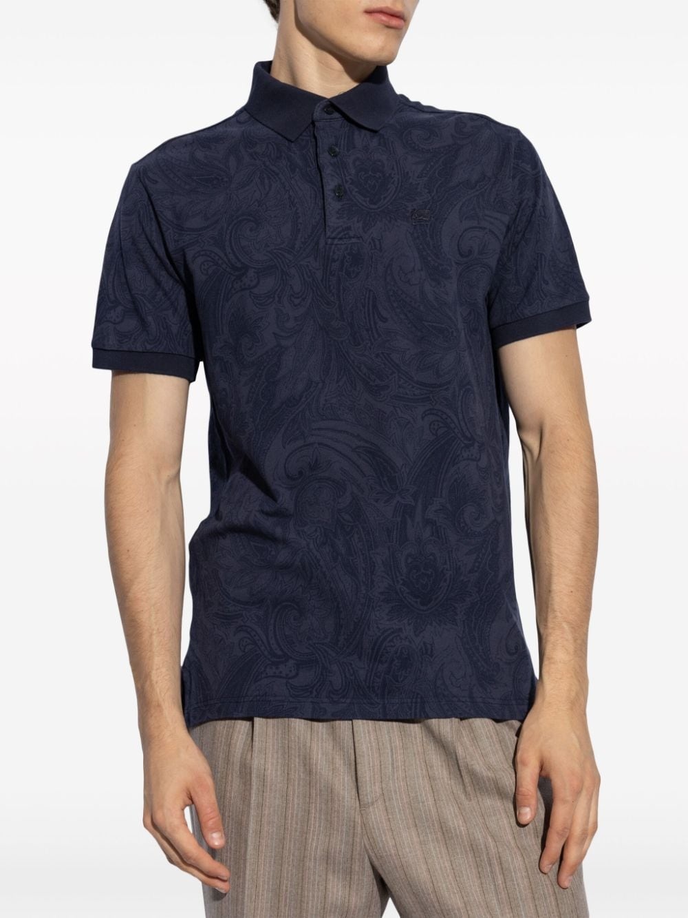 tonal paisley print polo shirt - 3