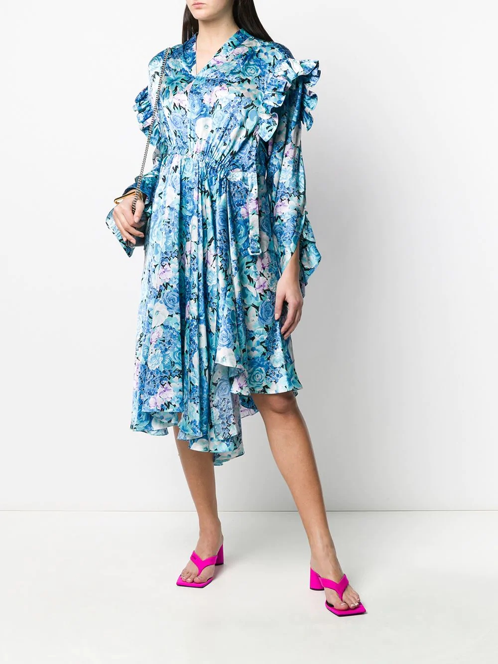 floral print ruffle-trimmed dress - 2