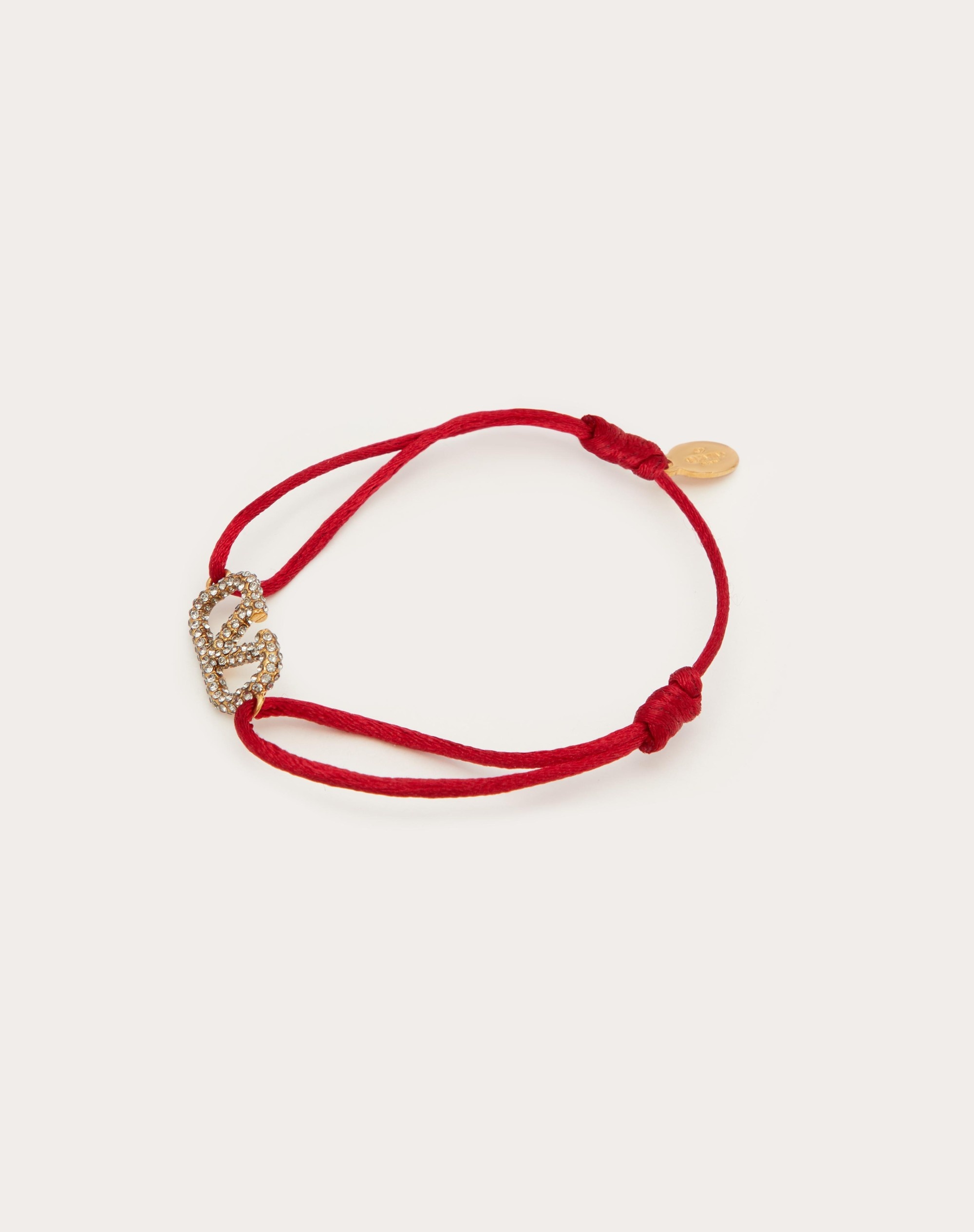 ブレスレット VALENTINO Dark Red VLogo Bracelet J0M96 DTK Y9Q Valentino VLOGO SIGNATURE BRACELET IN COTTON AND SWAROVSKI