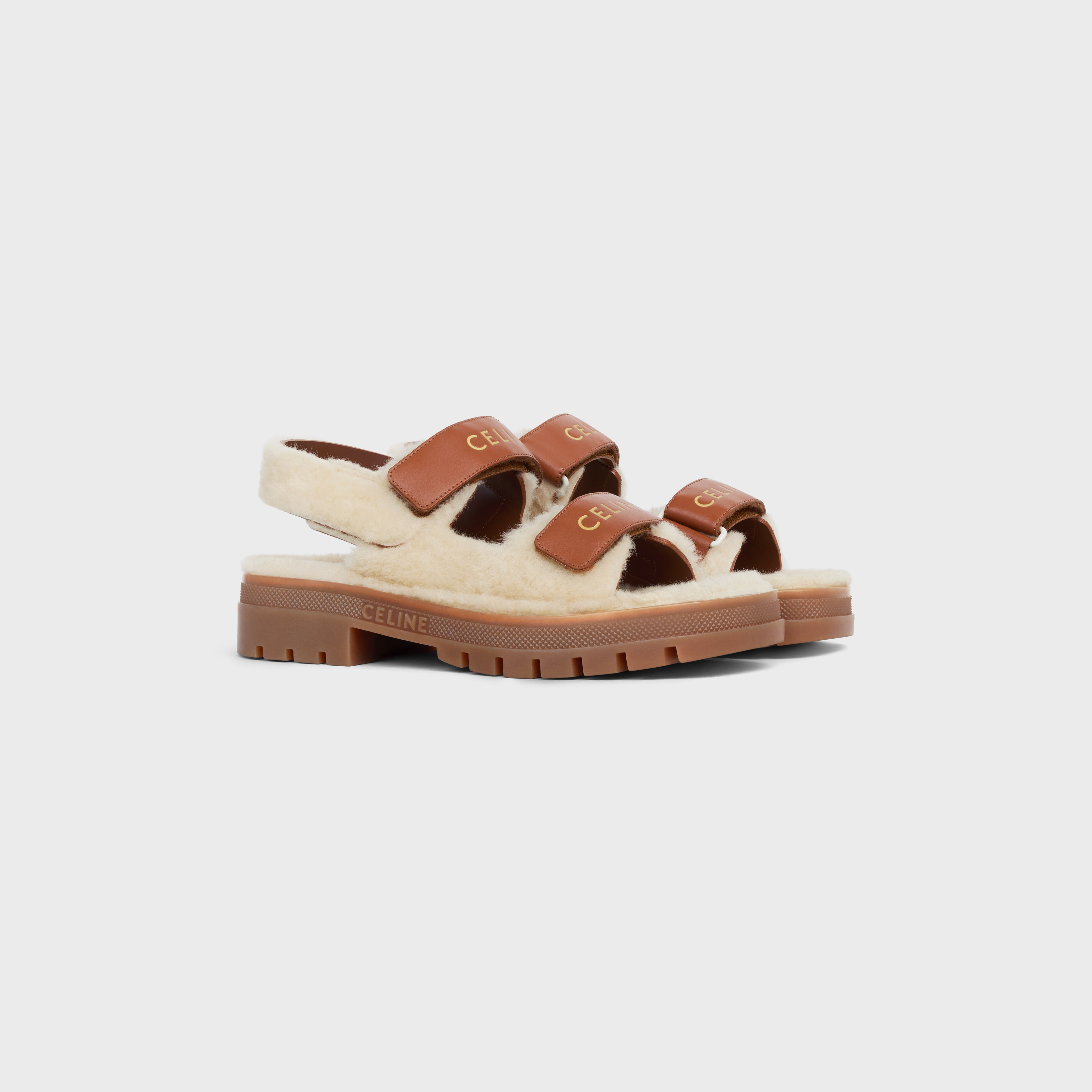 CELINE LEO SCRATCH SANDAL in SHEARLING & CALFSKIN - 2