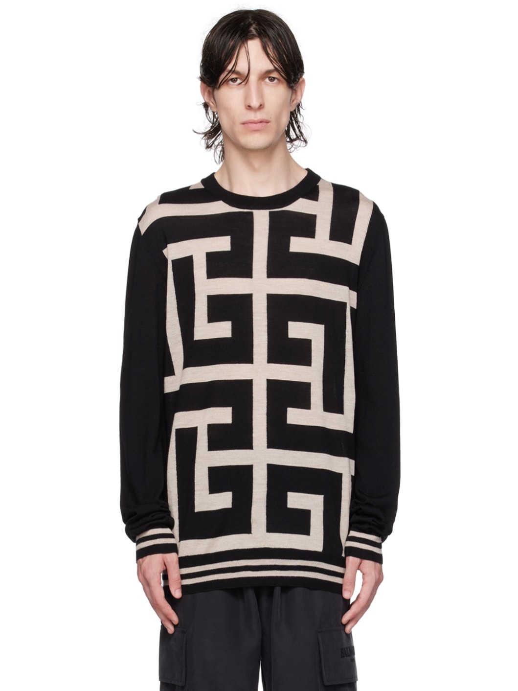 Black & Beige Monogram Sweater - 1