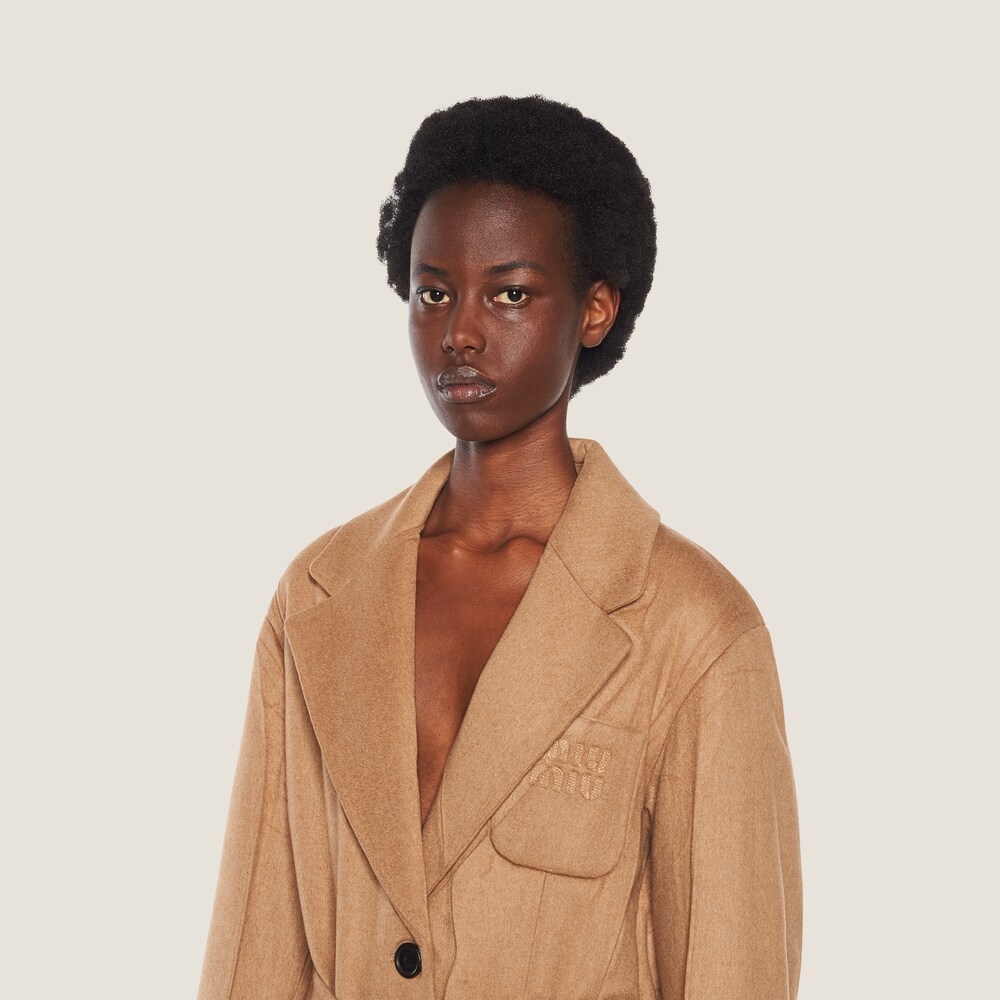 Padded camel velour coat - 4