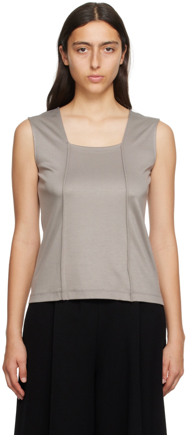 ISSEY MIYAKE Gray Tucked Square Tank Top | REVERSIBLE 