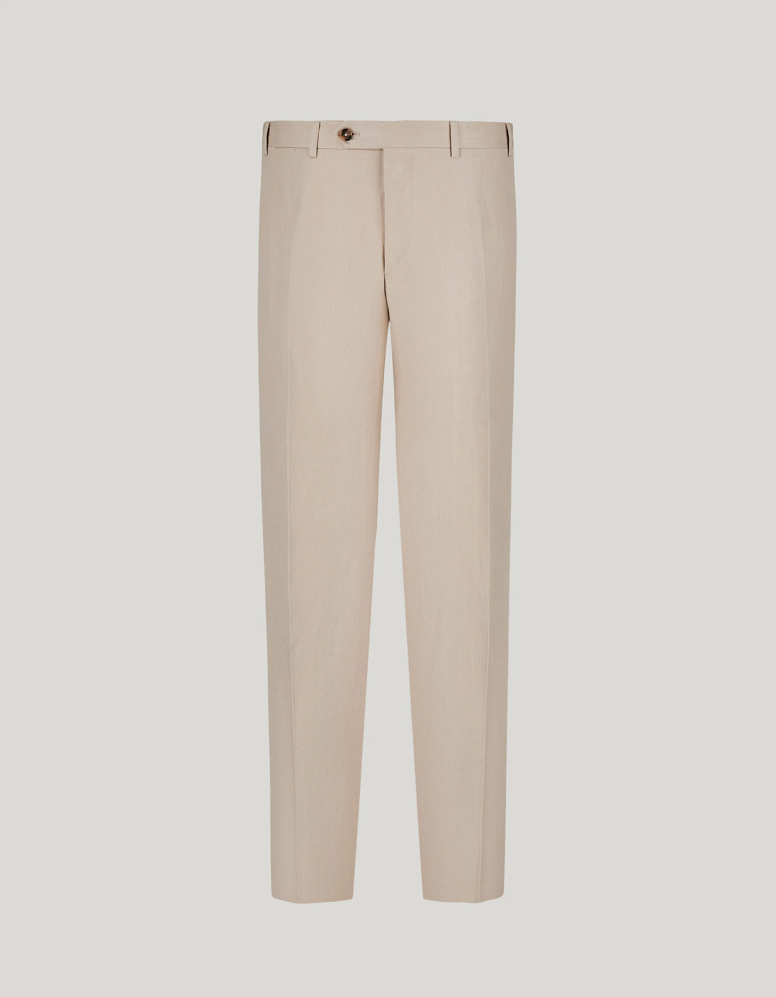 BEIGE LINEN AND SILK REGULAR-FIT PANTS - 1