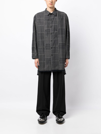 Yohji Yamamoto geometric-print cotton shirt outlook