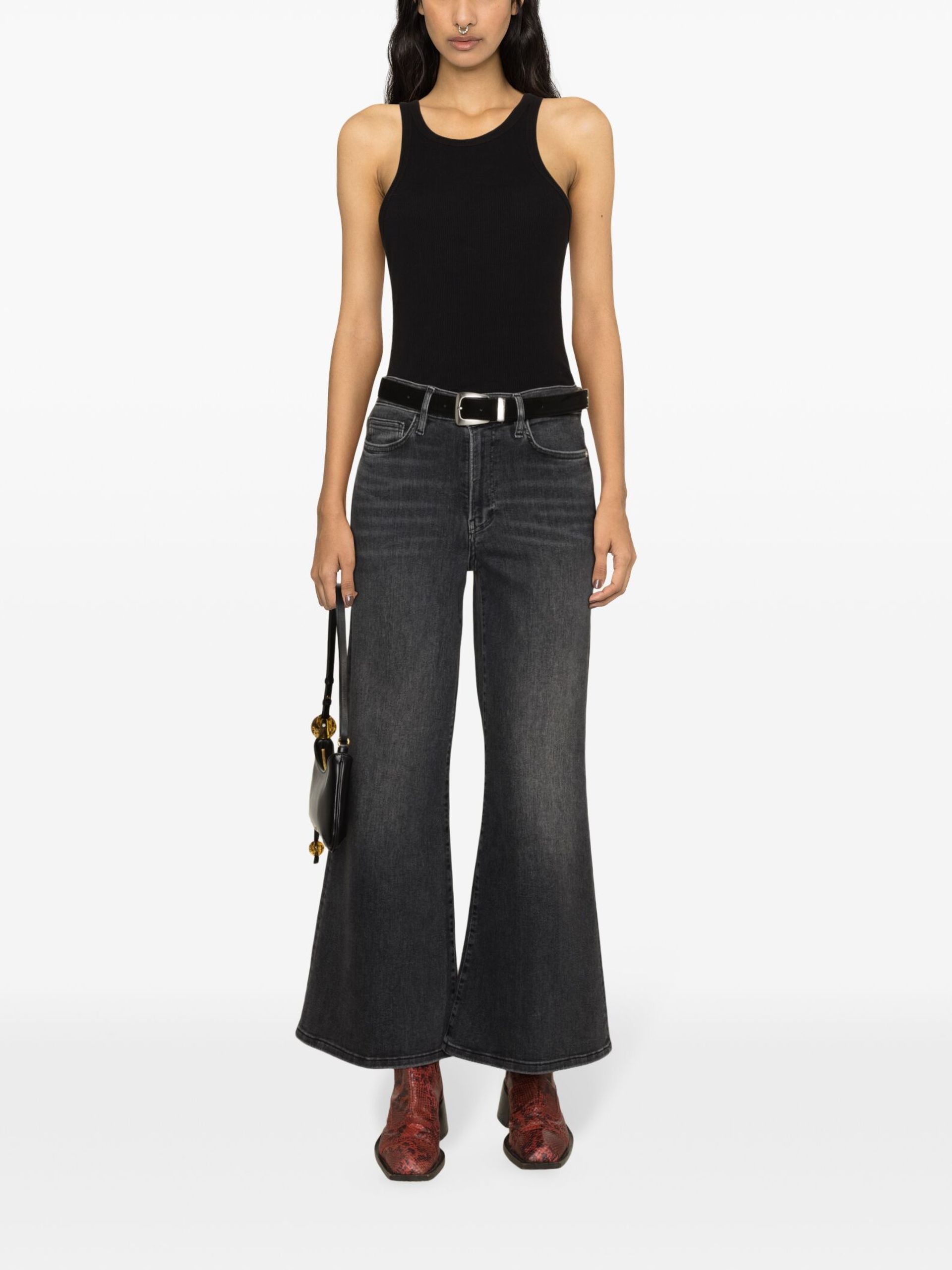 Black Le Palazzo Wide-Leg Jeans - 2