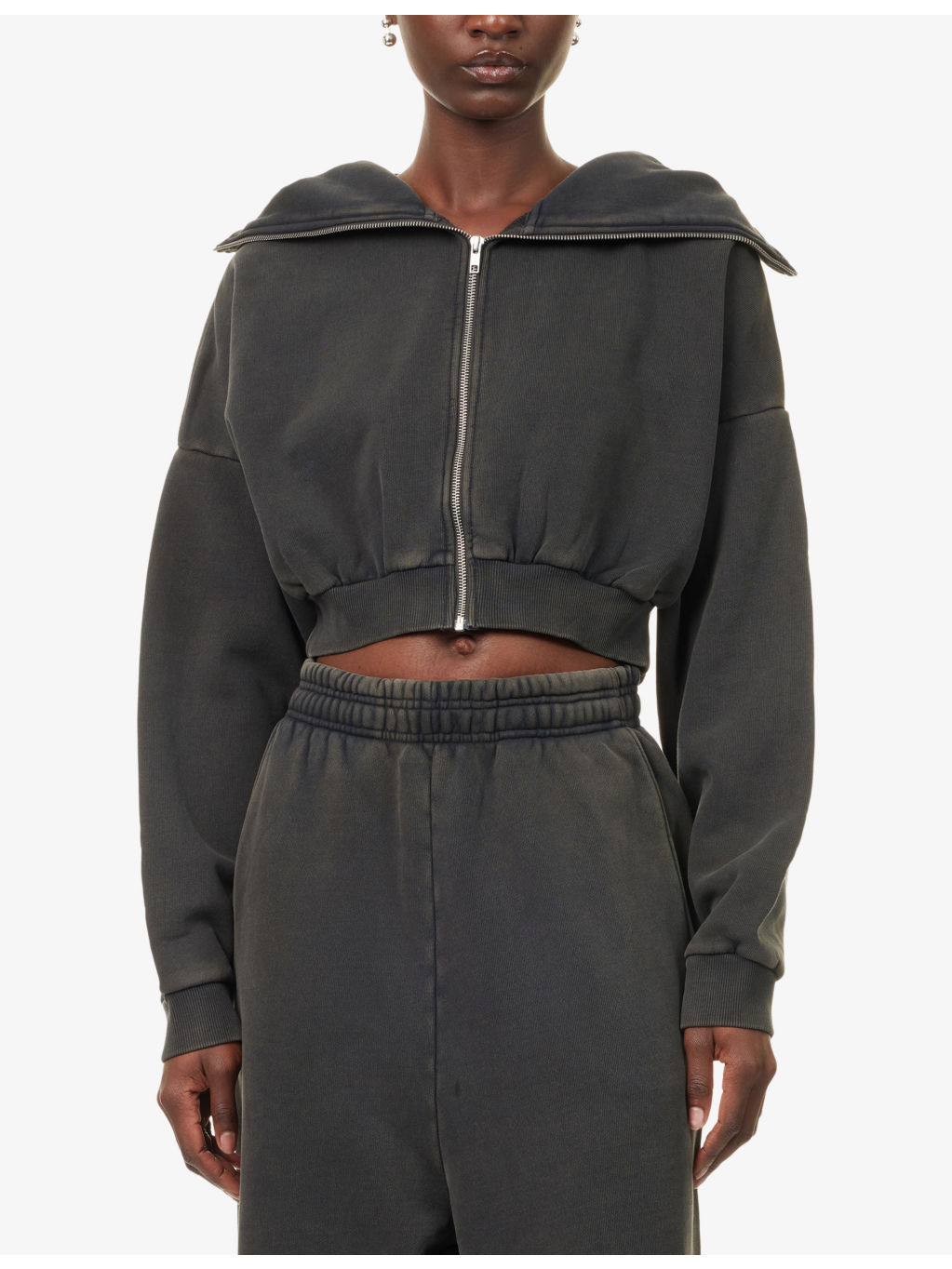 Cropped Full Zip Cotton-Jersey Hoodie - 3