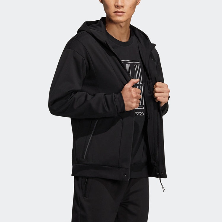 adidas Printing Logo Sports Hooded Jacket Black HE5116 - 5