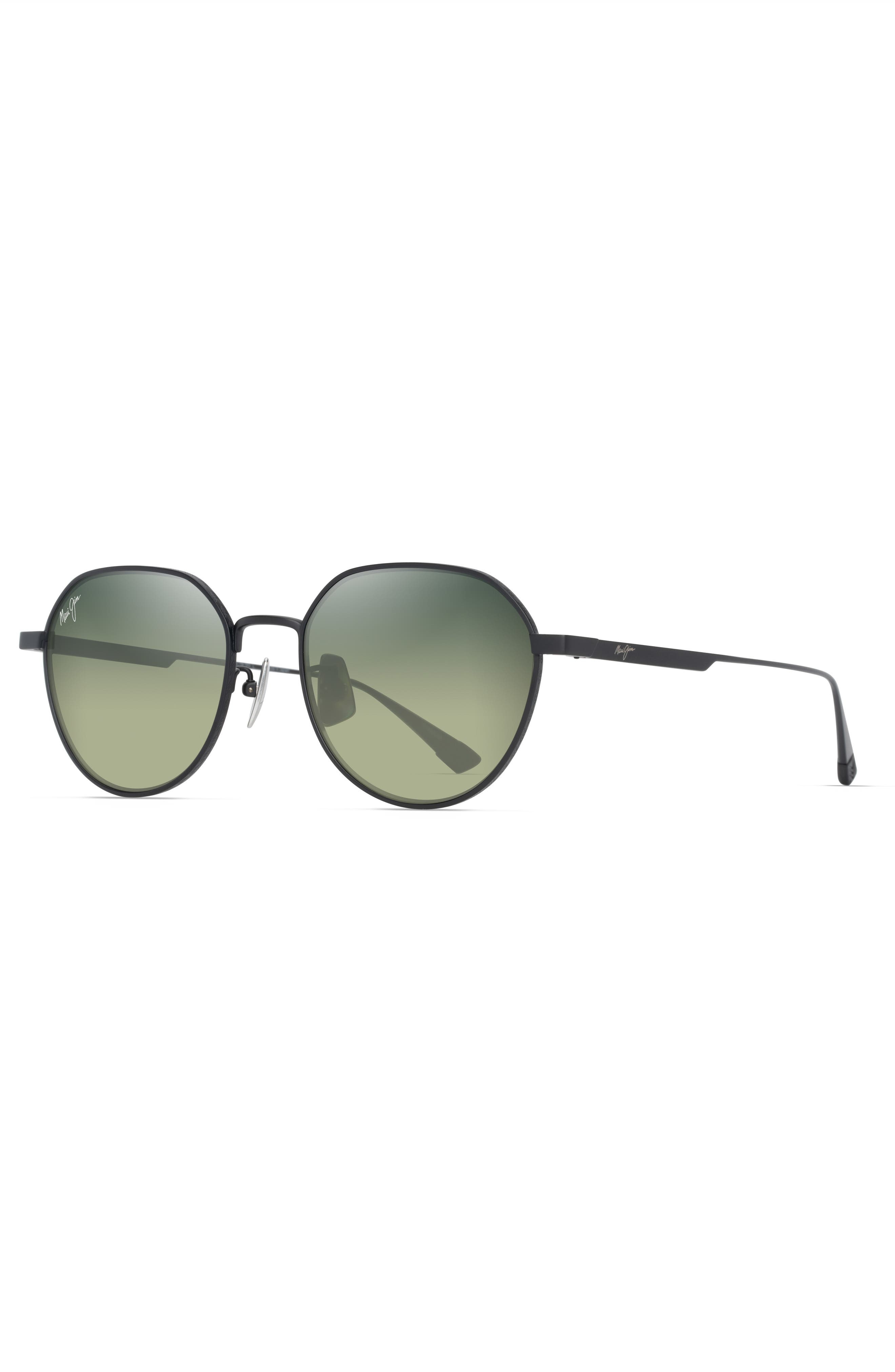 Maui Jim Kaulana 55mm Gradient Polarized Round Sunglasses in Matte Black at Nordstrom - 2