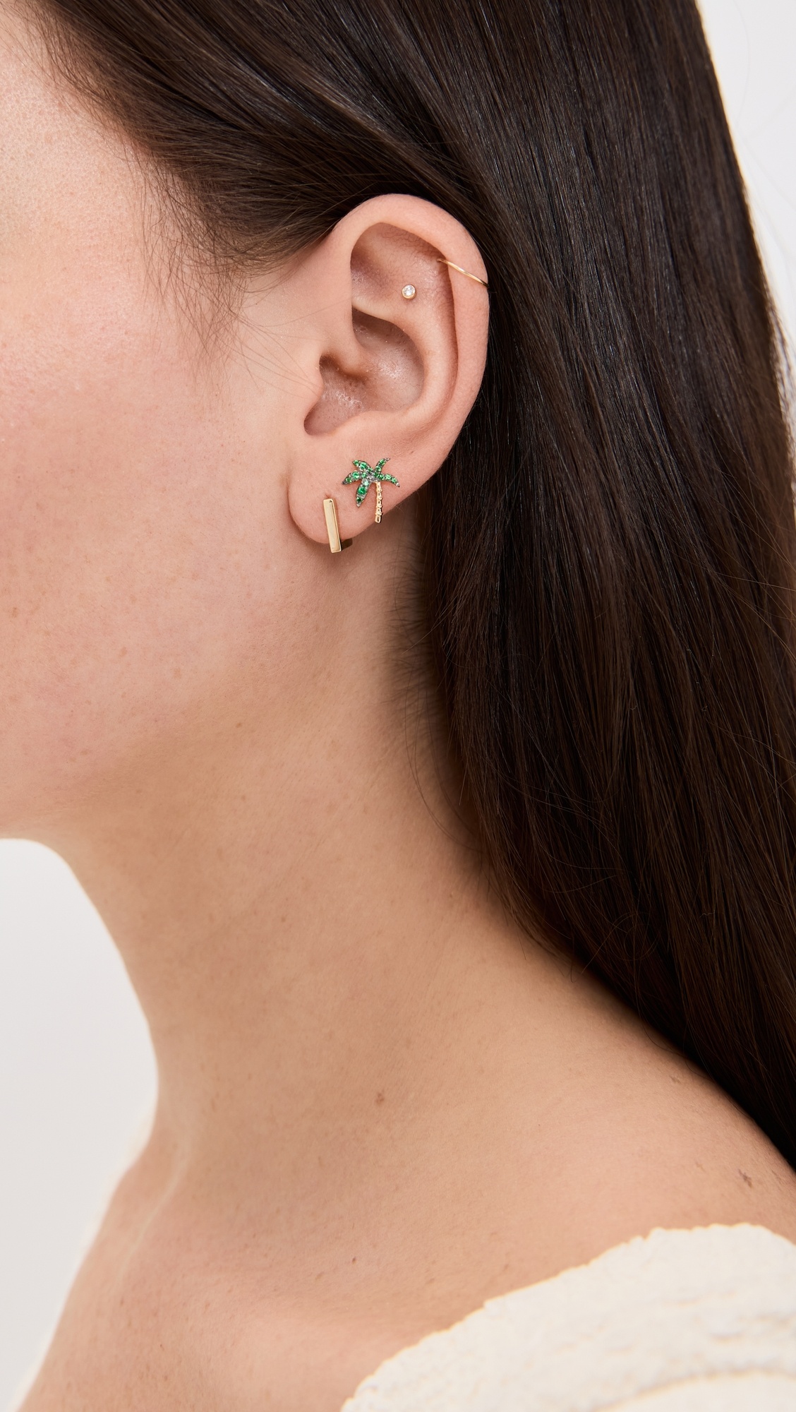 18k Puce Palmier Tsavorite Earring - 2