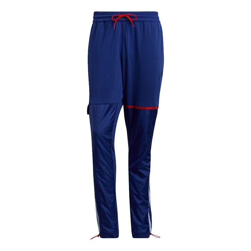 Men's adidas x Trey Young Crossover Trae Pant Splicing Basketball Sports Pants/Trousers/Joggers Blue - 1