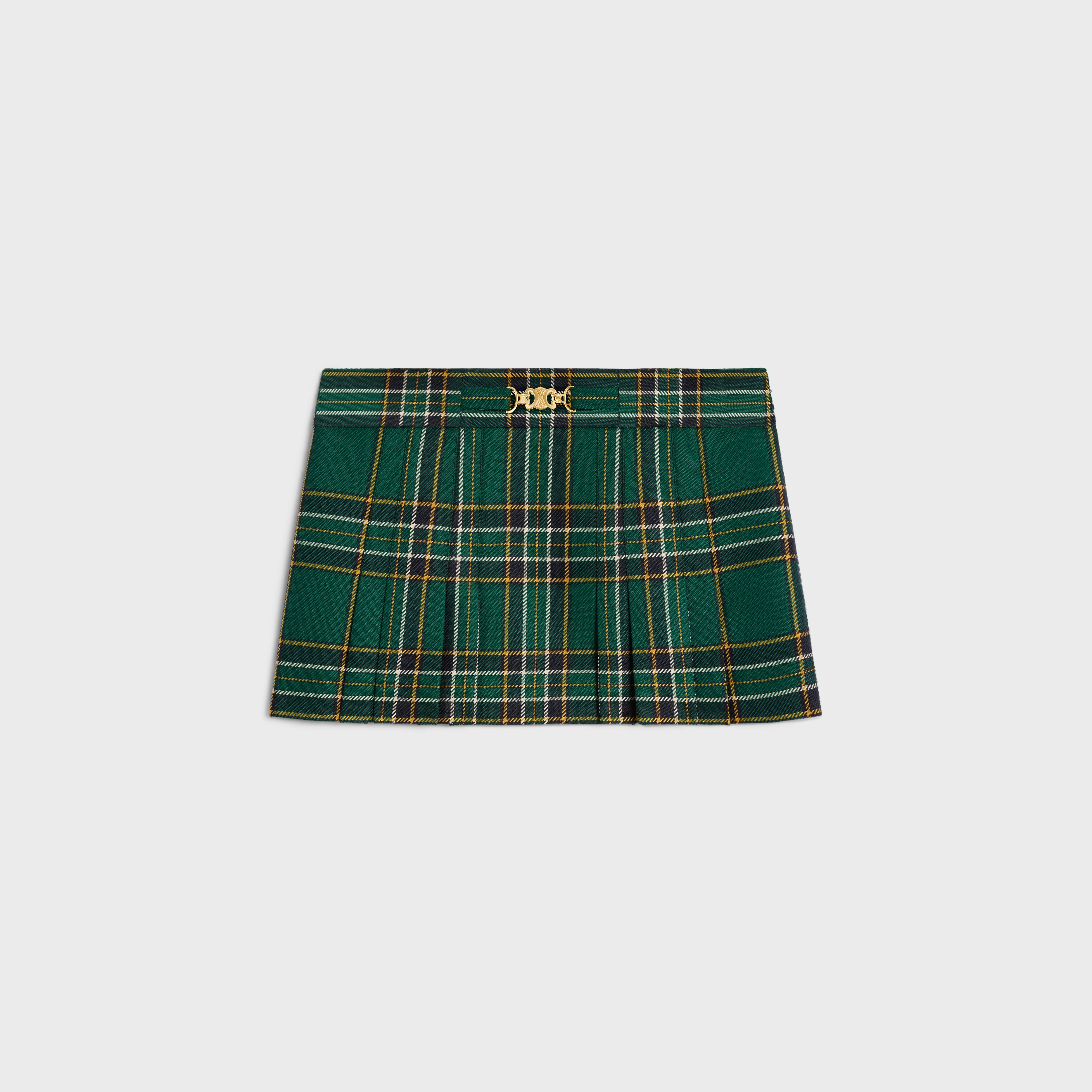 pleated mini skirt in tartan wool - 1