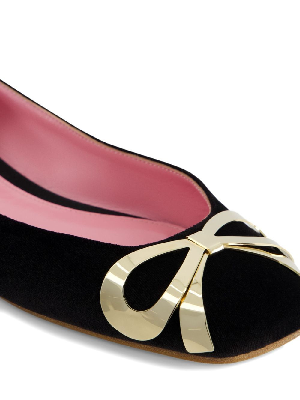 velvet bow-detail ballet flats - 5