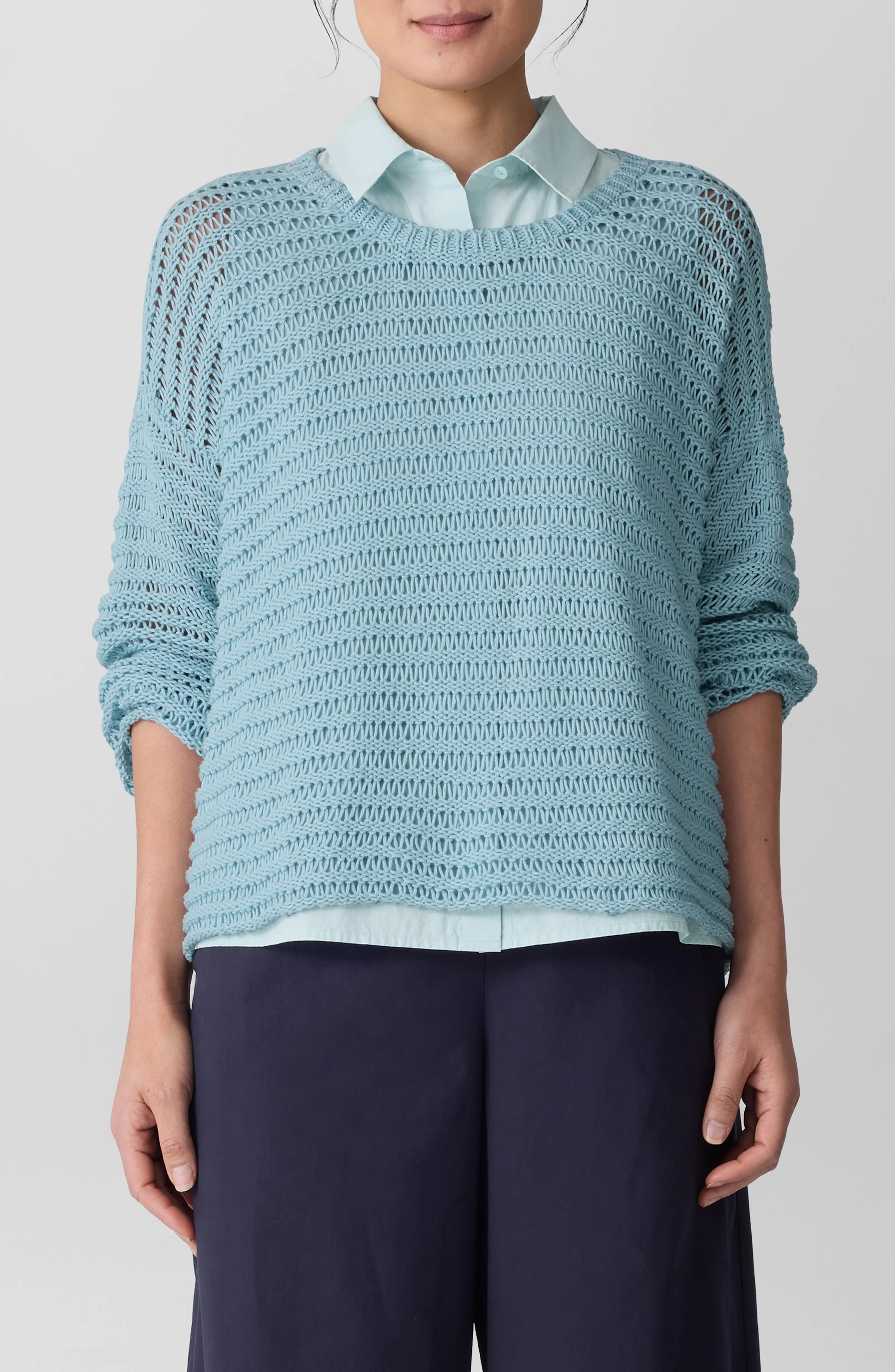 Eileen Fisher Crewneck Oversize Organic Cotton Sweater in Pale Sky at Nordstrom - 1