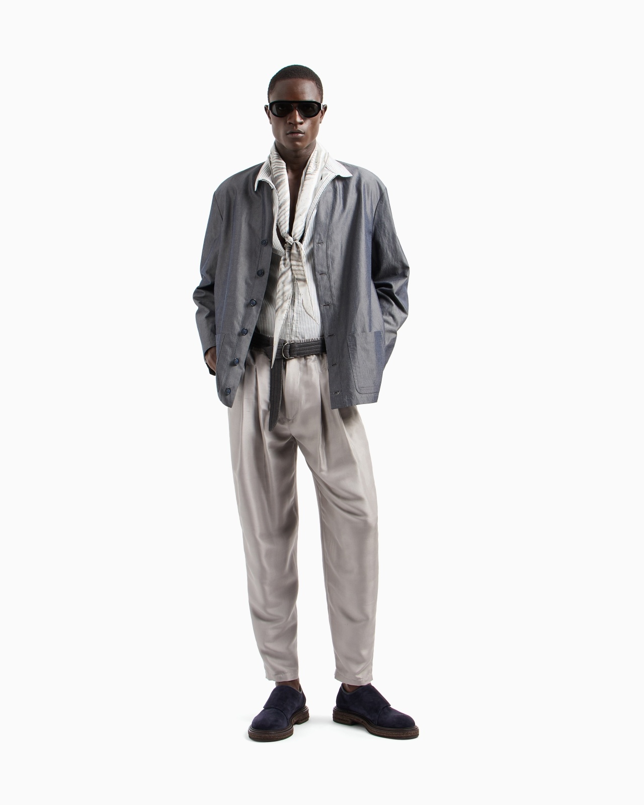 SLIM-FIT STRIPED COTTON BLEND SHIRT WITH ZIP - 2