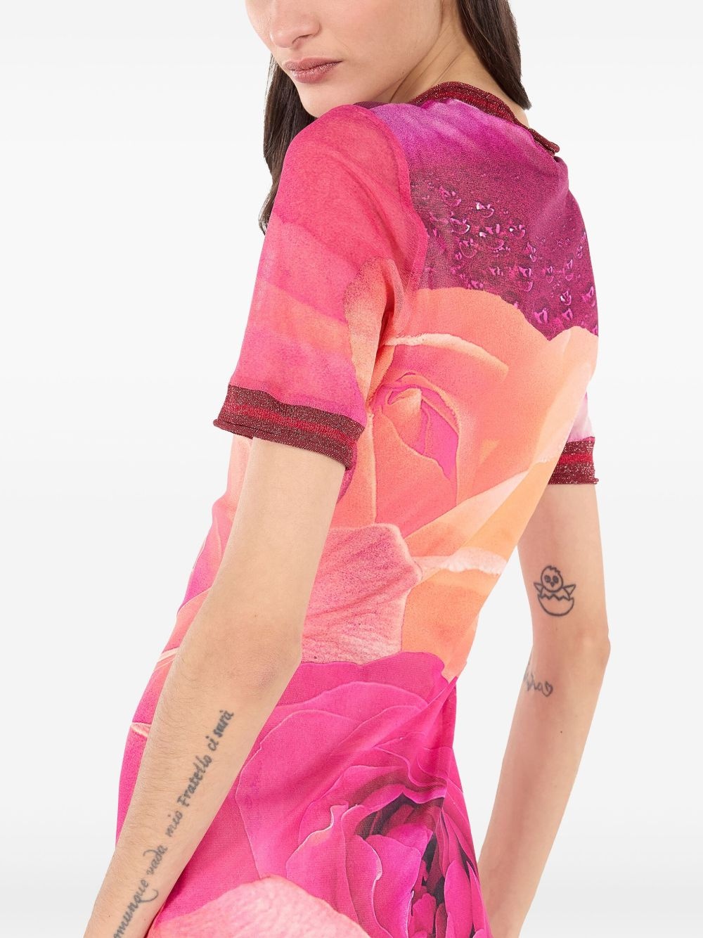 rose-print mini dress - 5