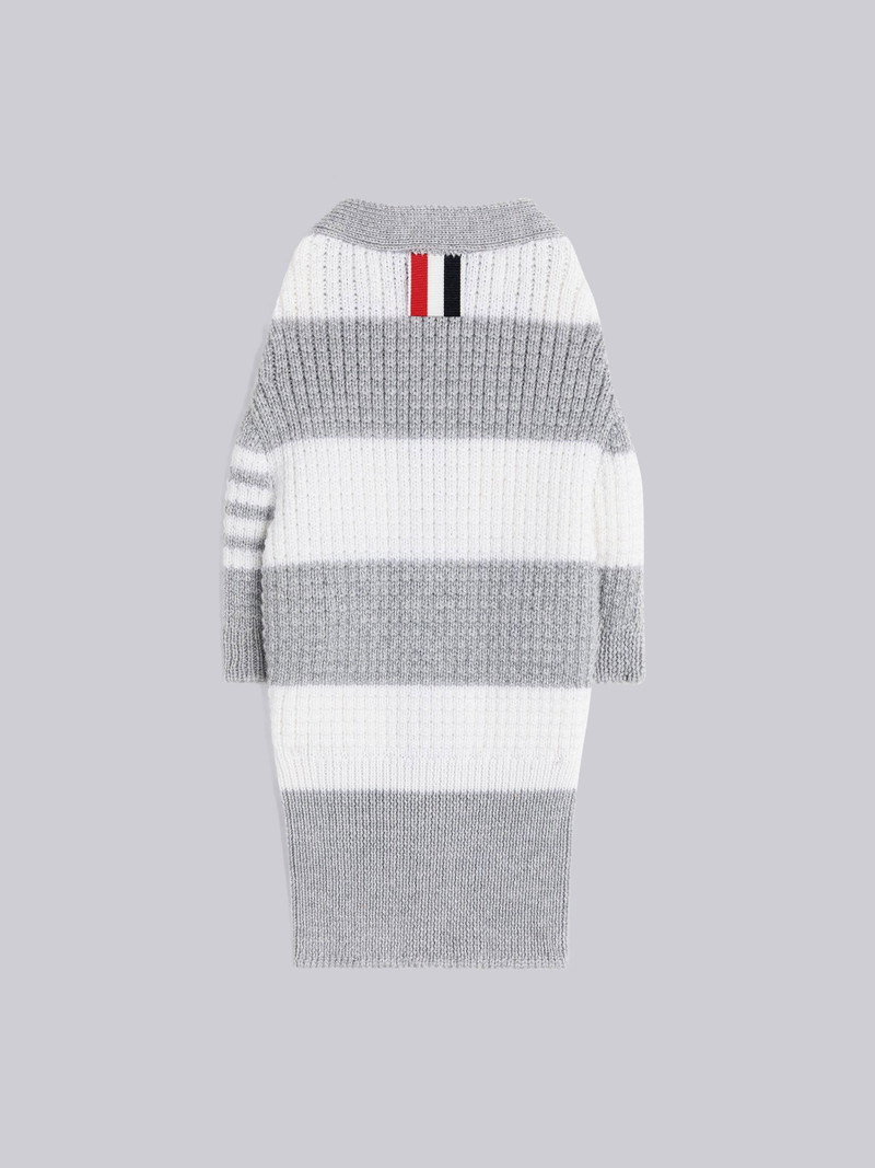 RUGBY STRIPE MERINO WAFFLE V-NECK DOG CARDIGAN 1