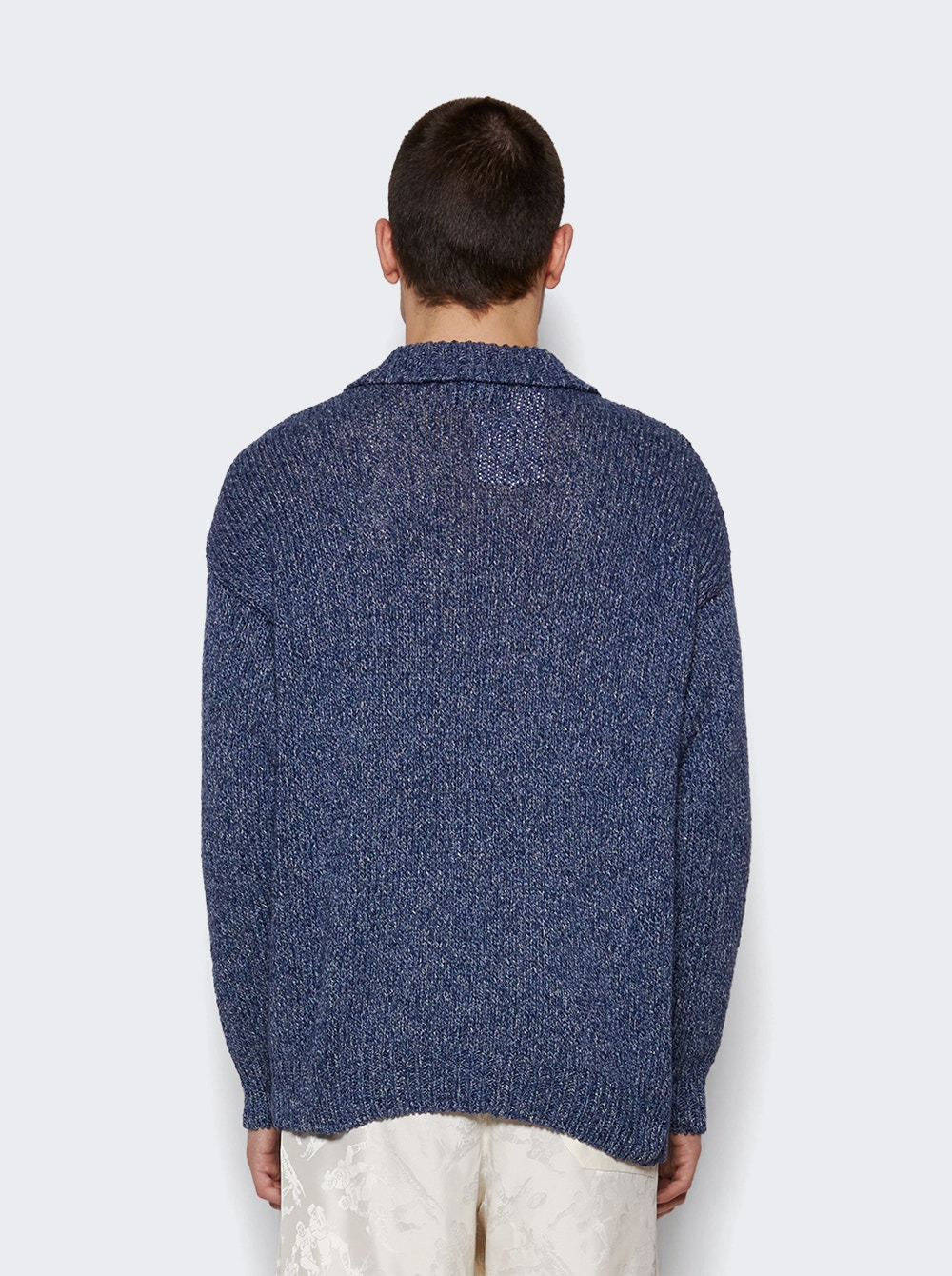 Melange Polo Sweater Blue - 5