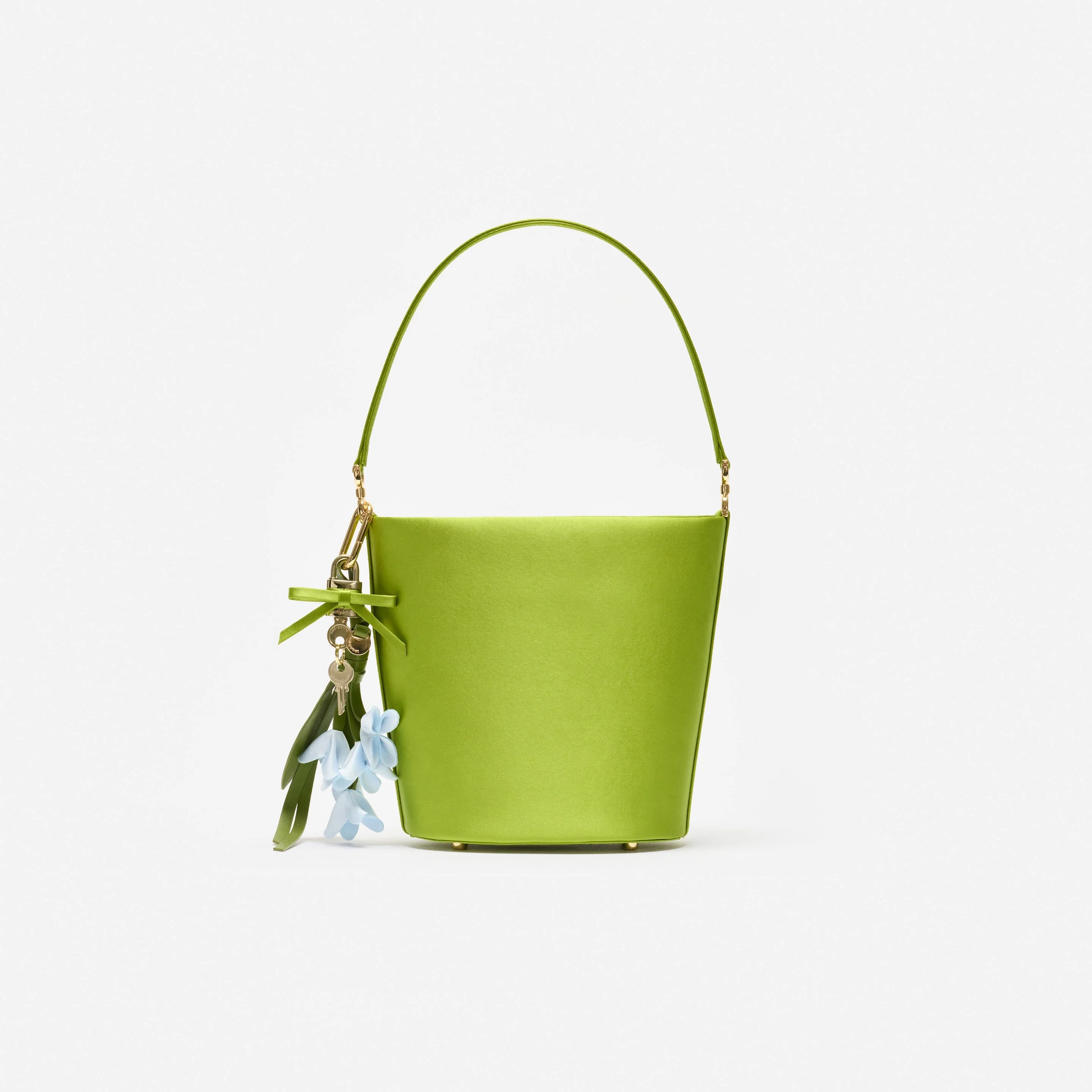 Green Satin Bucket Bag - 1