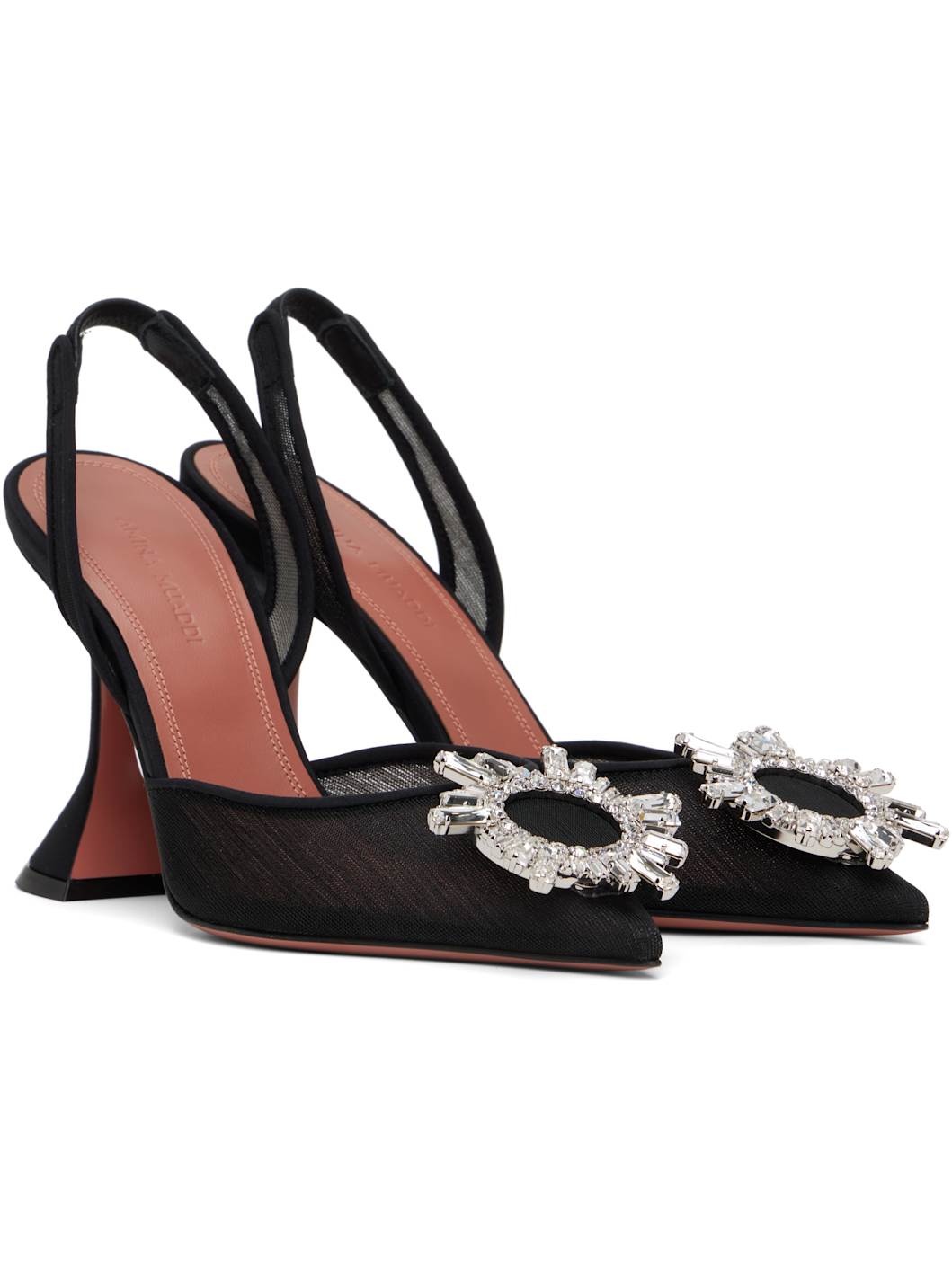 Black Begum Mesh Sling 95 Heels - 4