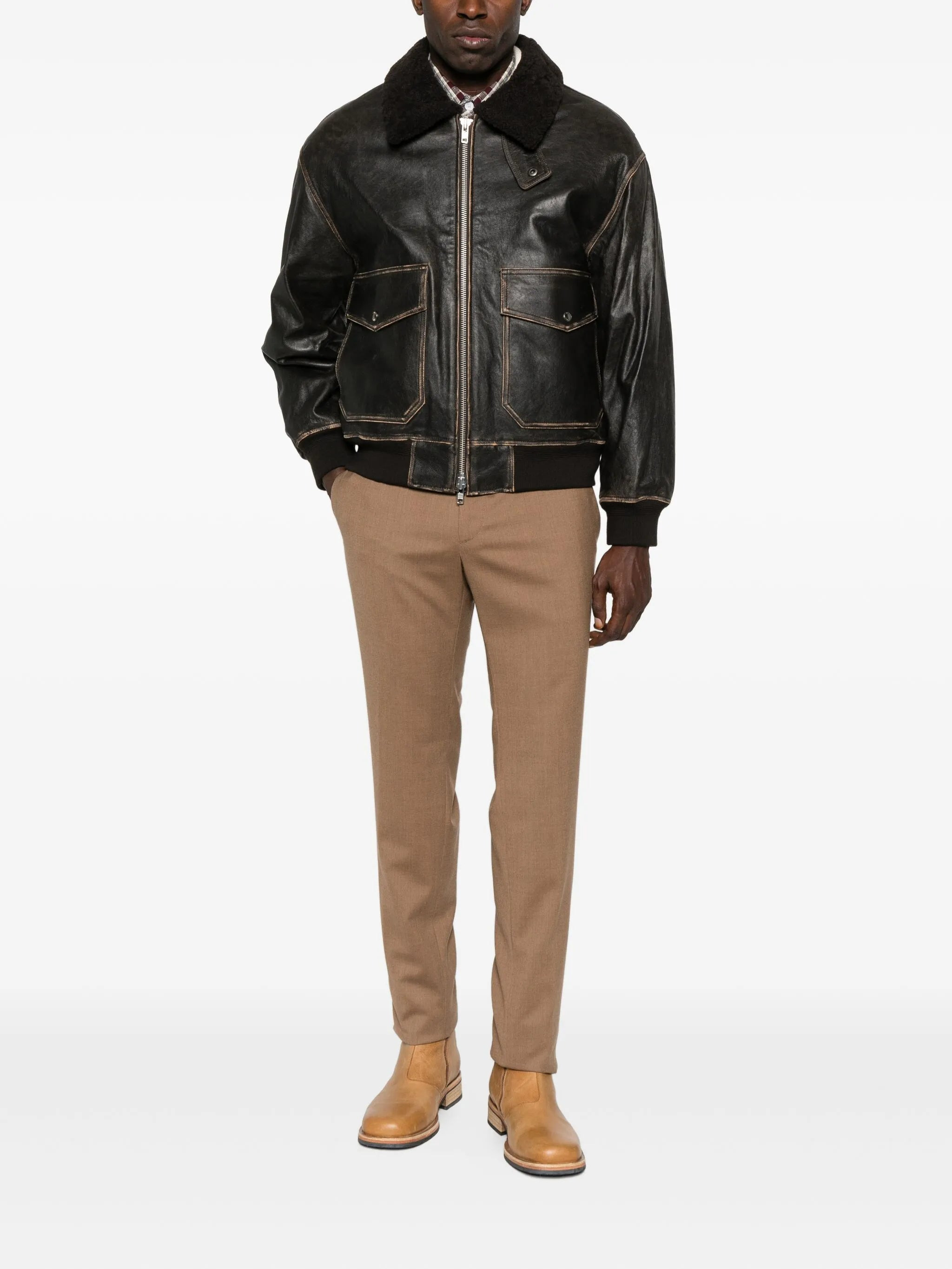 Dunst Lambskin Leather Flap-pocket Coat - 5