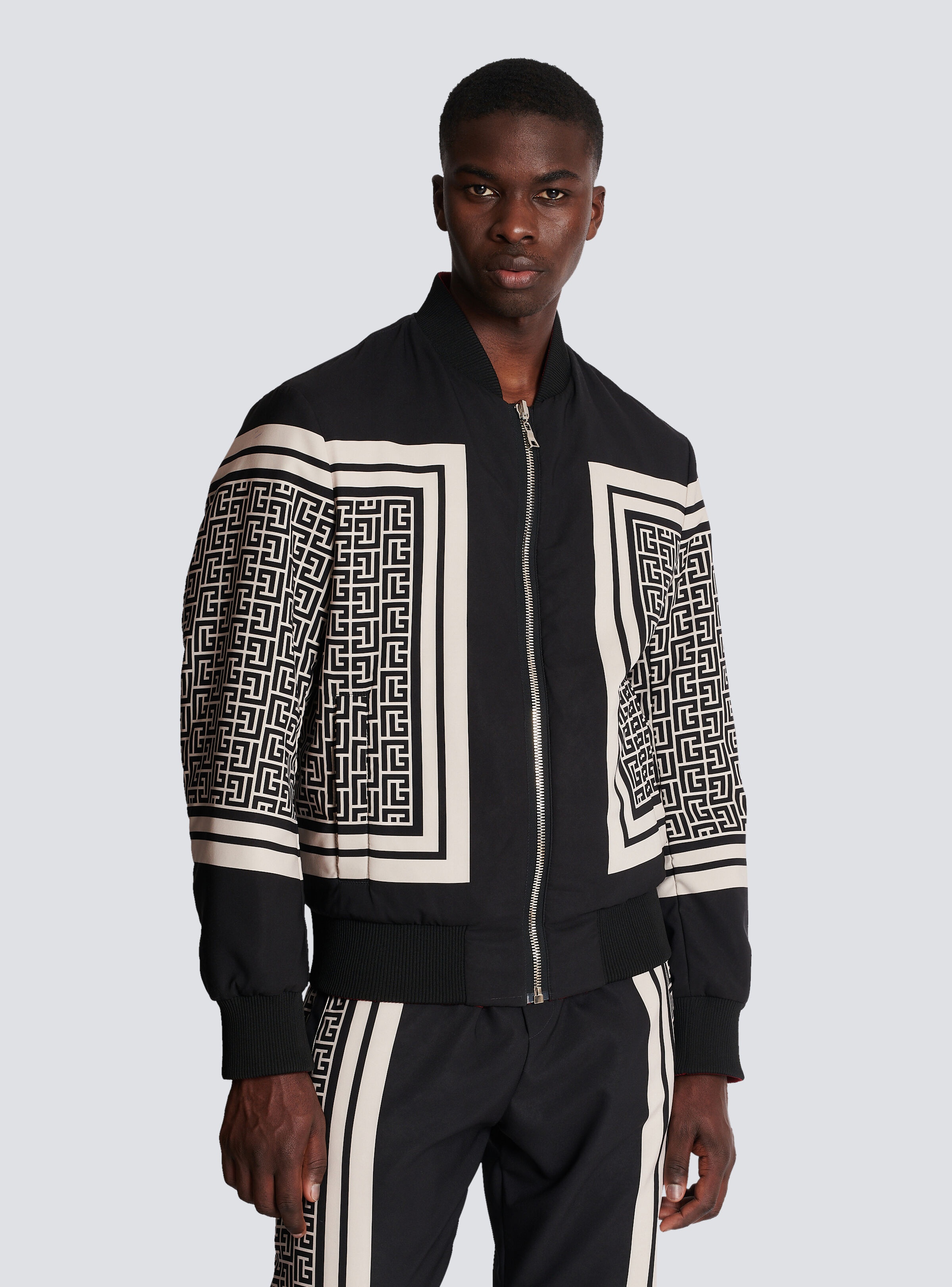 Balmain Rhinestone Monogram Bomber Jacket