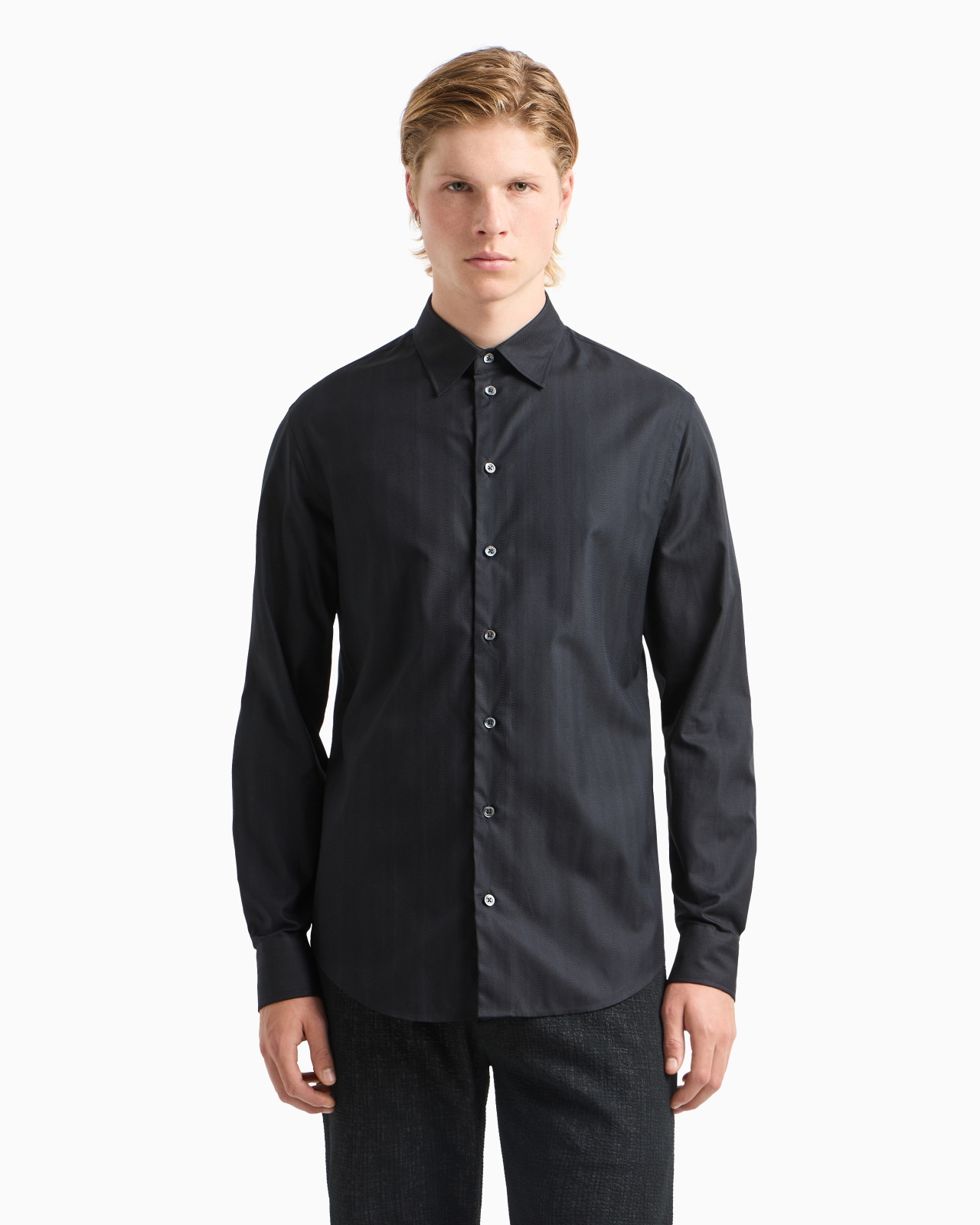WAVE MOTIF JACQUARD COTTON SHIRT - 4