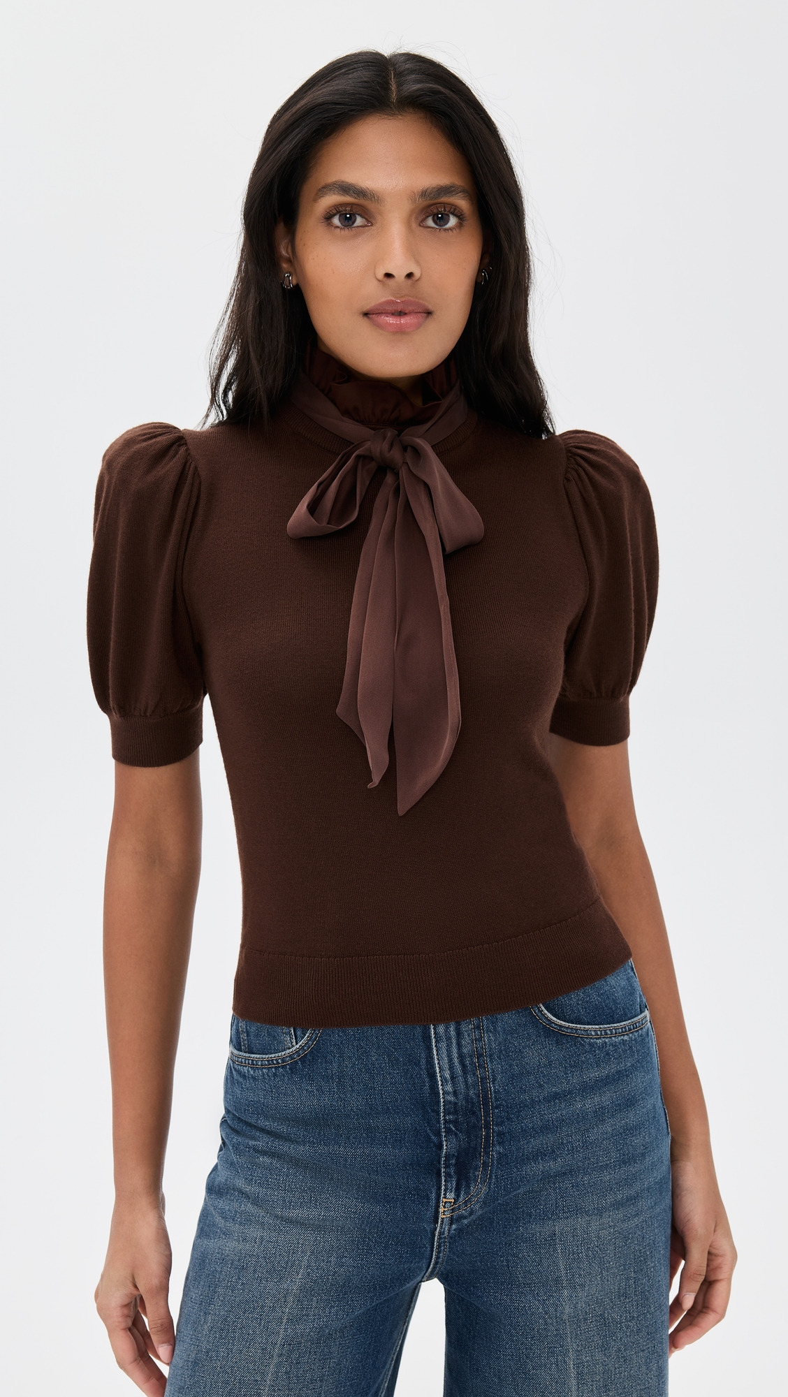 Chase Puff Sleeve Ruffle Neck Sweater - 6