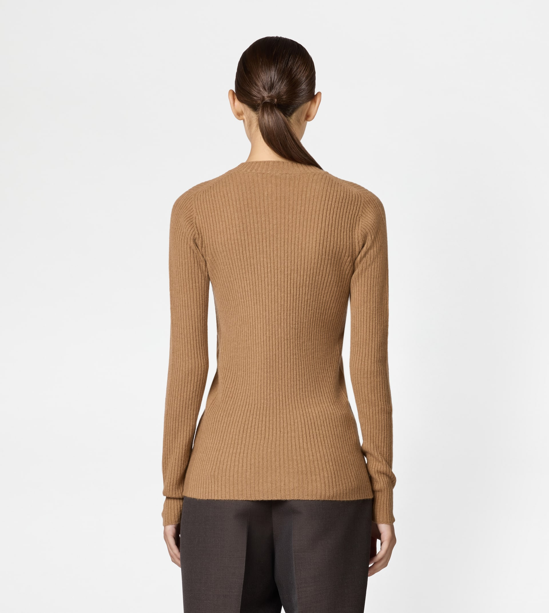 PULLOVER IN CASHMERE - BROWN - 3