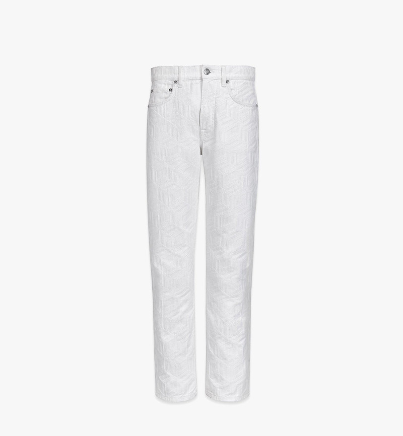 Women’s Cubic Monogram Jacquard Denim Jeans in Sustainable Cotton 1