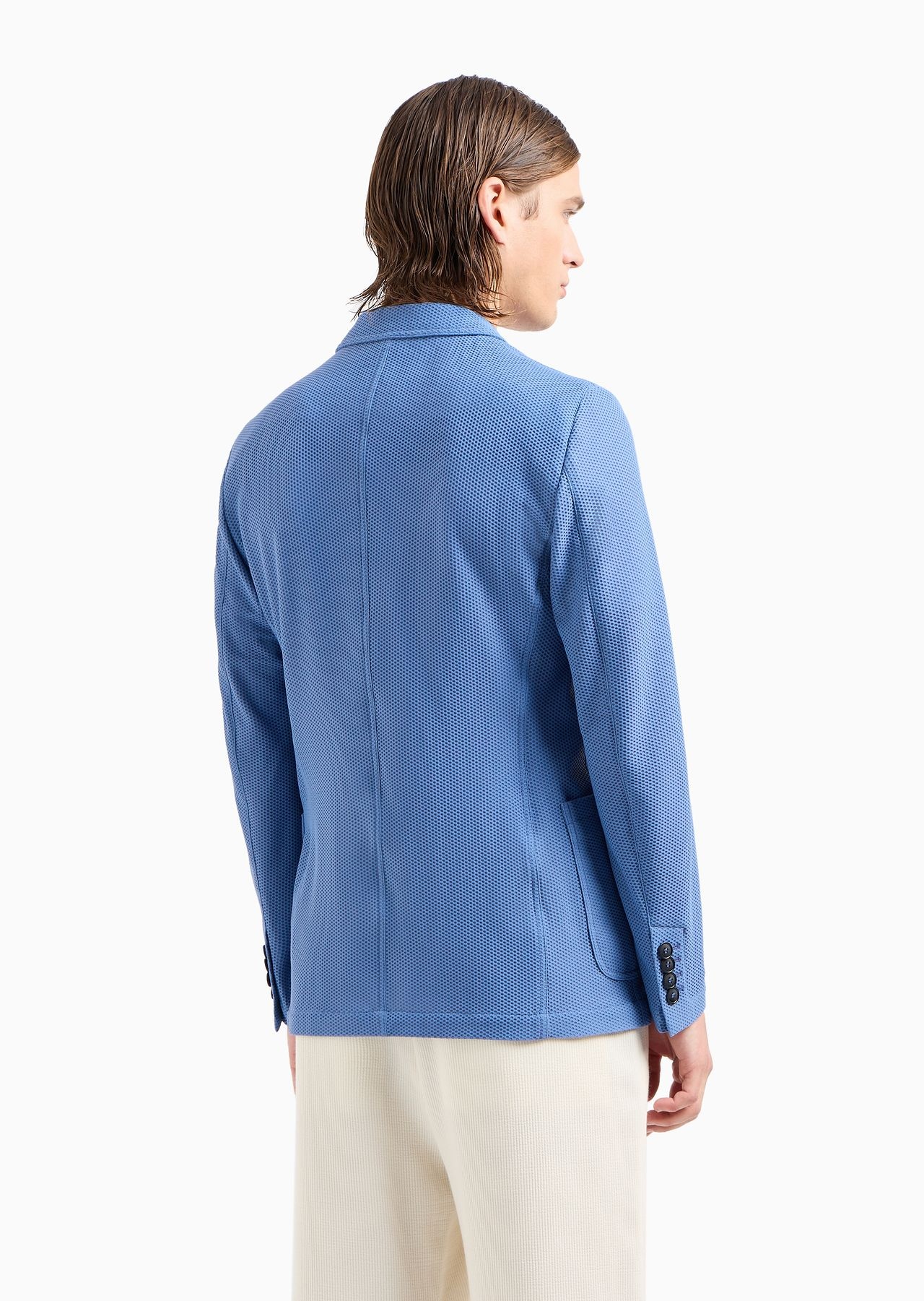 Single-breasted jacket in technical waffle fabric - 3