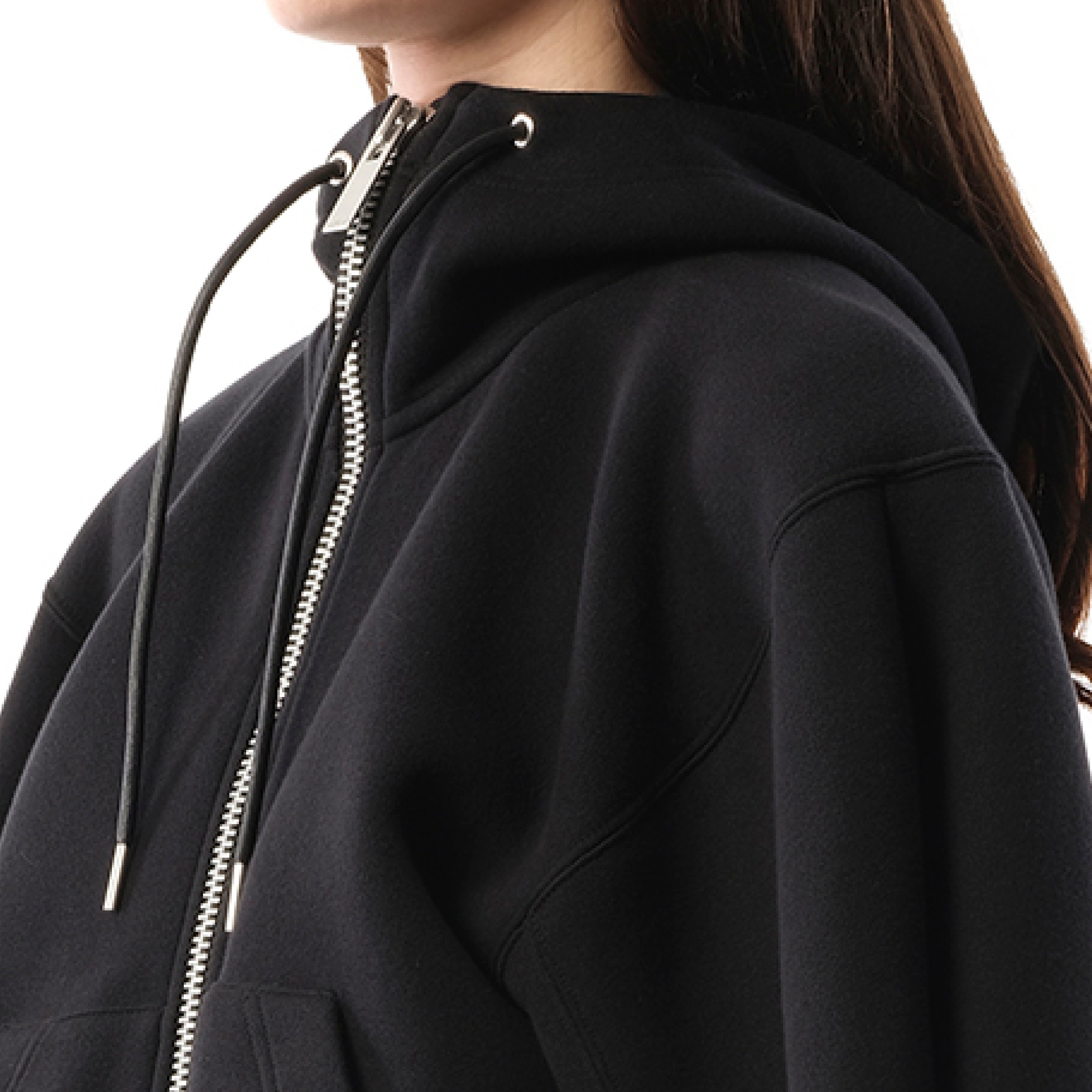 Sponge Sweat Zip-Up Hoodie in Black - 3