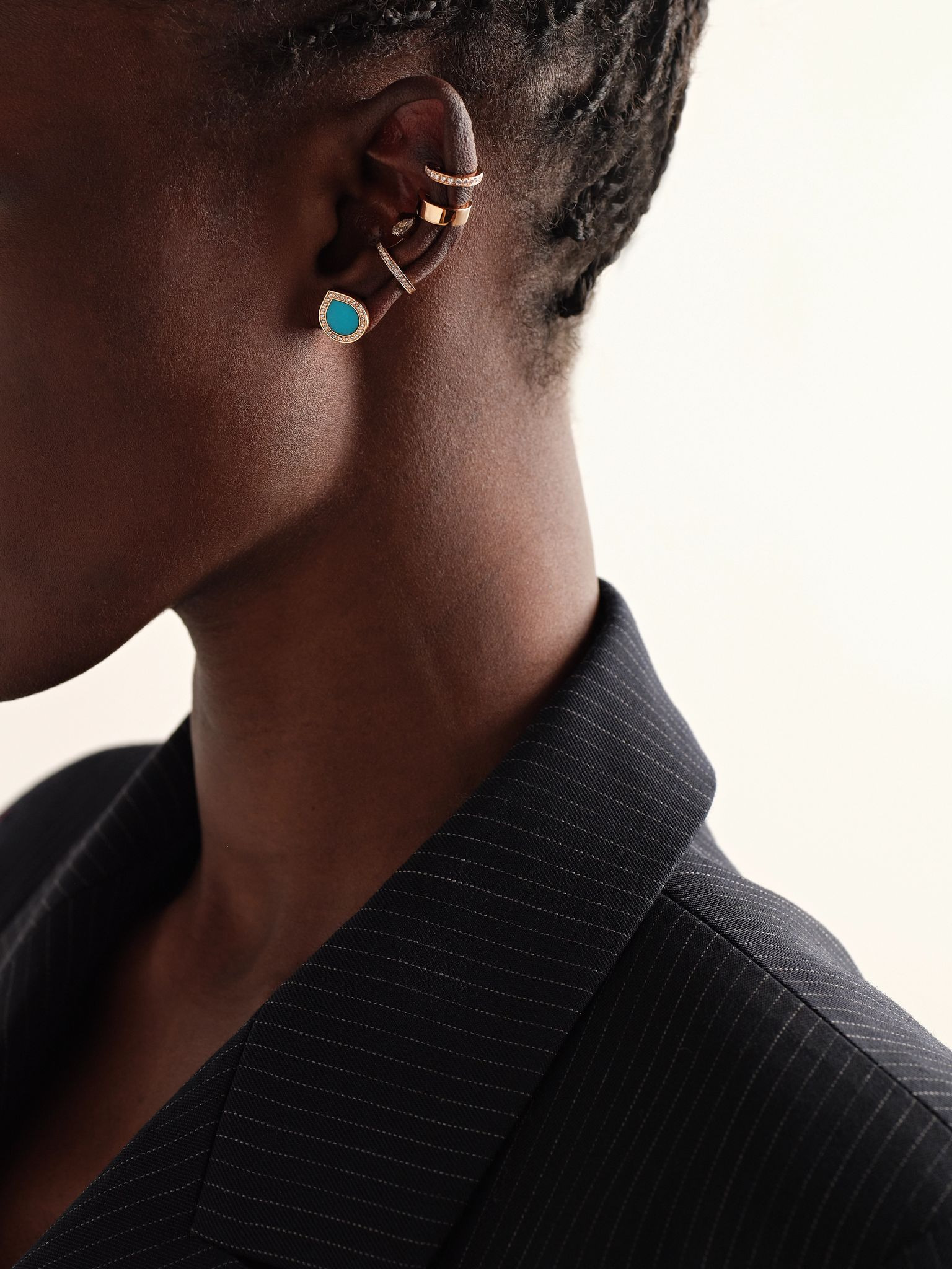 Antifer 18-karat rose gold, turquoise and diamond single earring Blue - 4