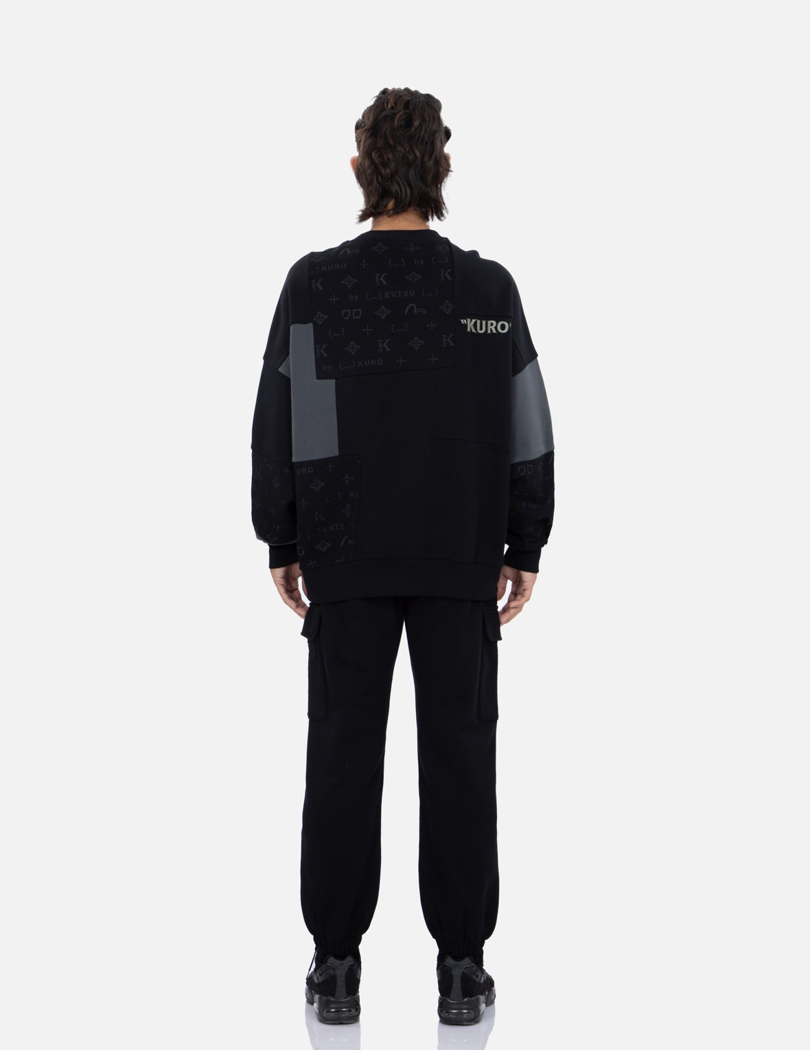 Brush Effect Logo Embroidery Cargo Sweatpants - 5