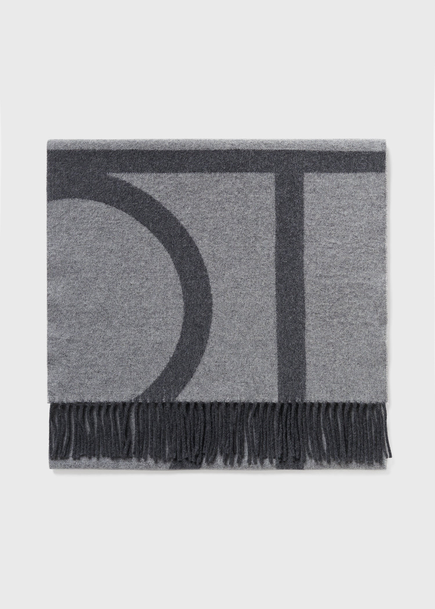 Monogram jacquard wool scarf dark grey mélange - 6