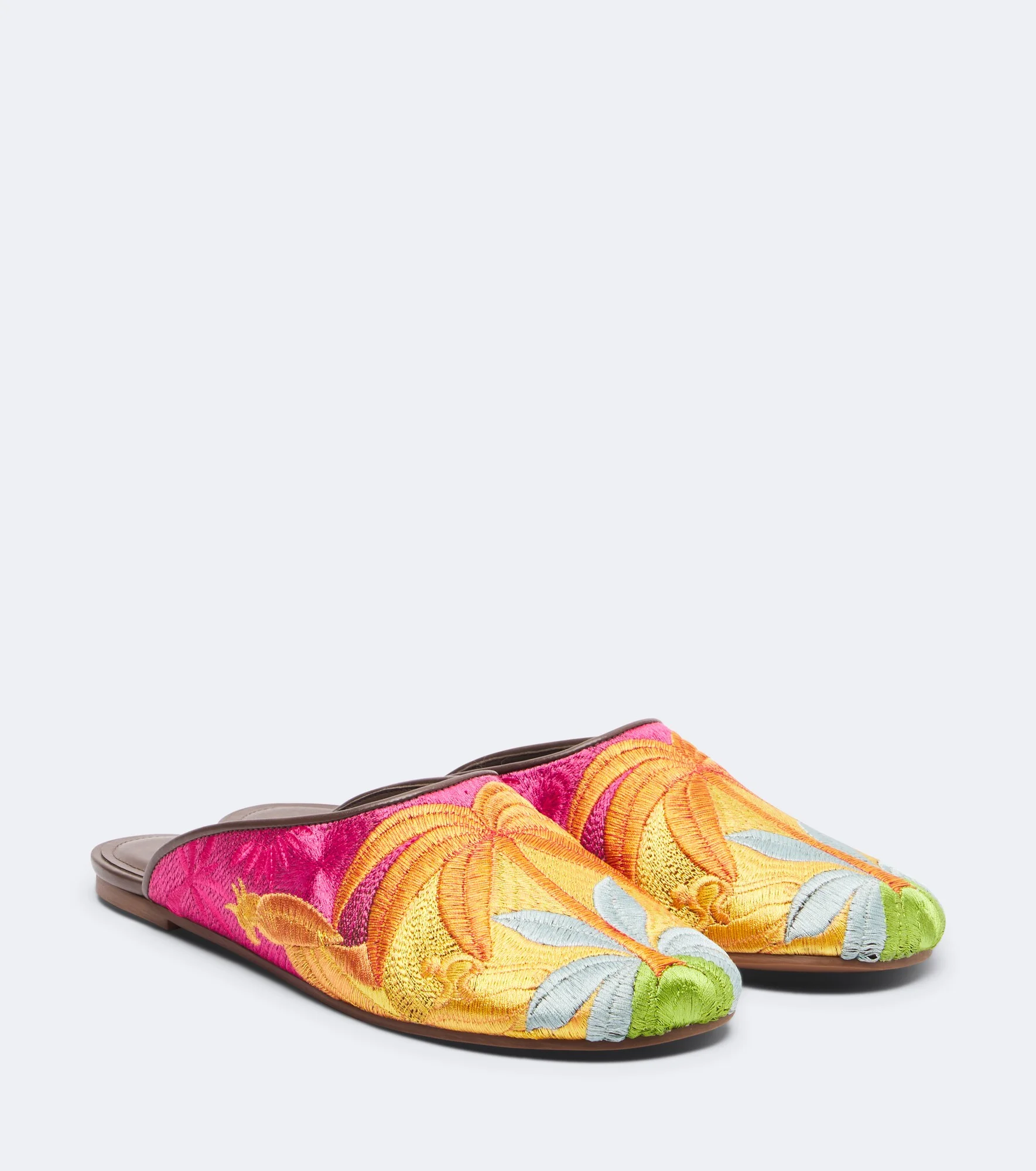 Leather-trimmed mules - 1