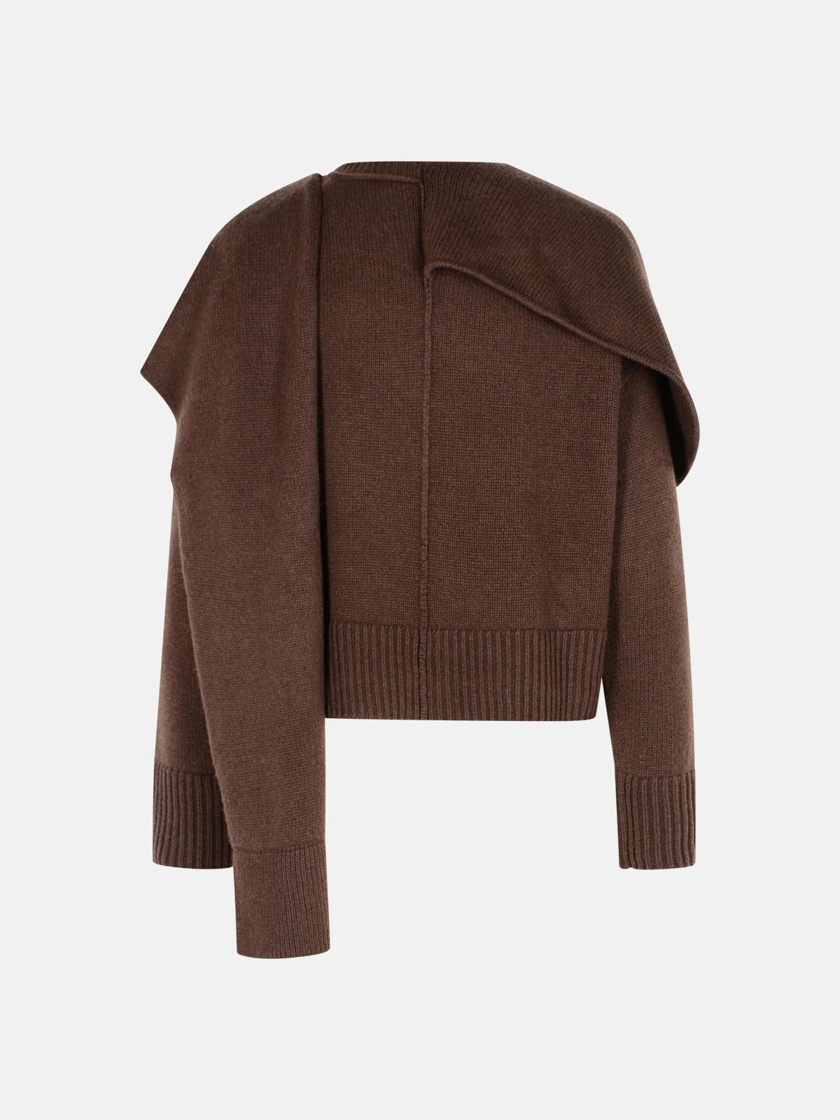 'ELSON' BROWN WOOL AND CASHMERE SWEATER - 3