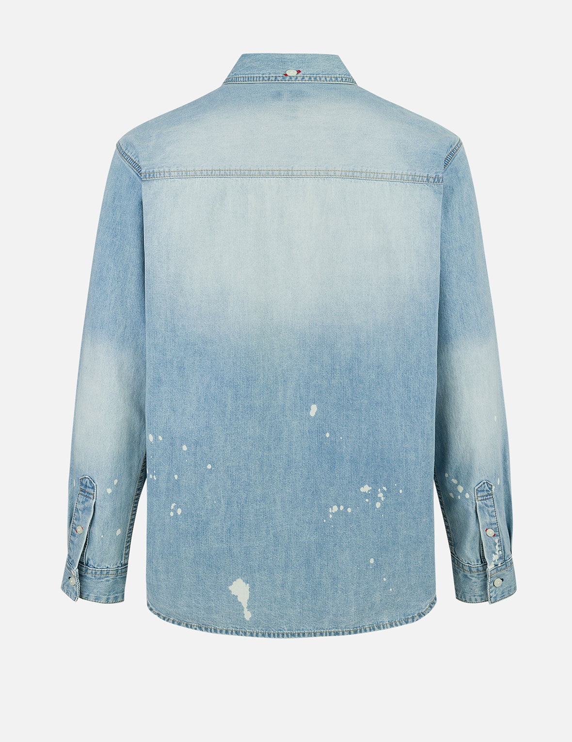 Inserted Seagull Embroidery Relax Fit Denim Shirt - 2